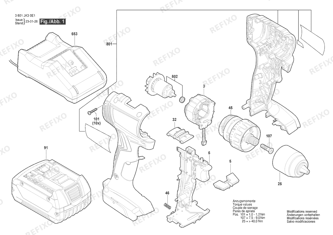 Bosch Аккумуляторный шуруповёрт GSR 185-LI | 18 V | 044 - LAM (3 601 JK3 0E1) — схема запчастей