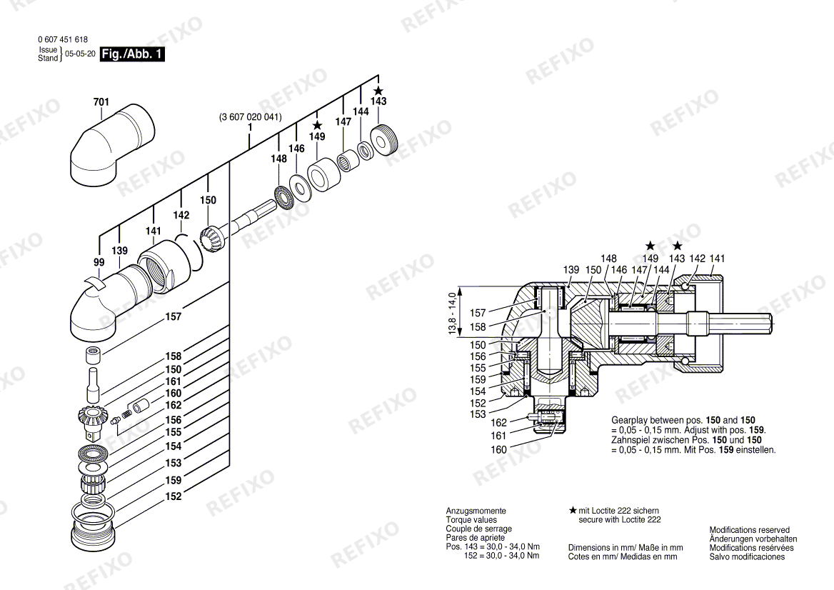 Bosch Winkelschraubkopf 370 WATT-SERIE (0 607 451 618) — схема запчастей