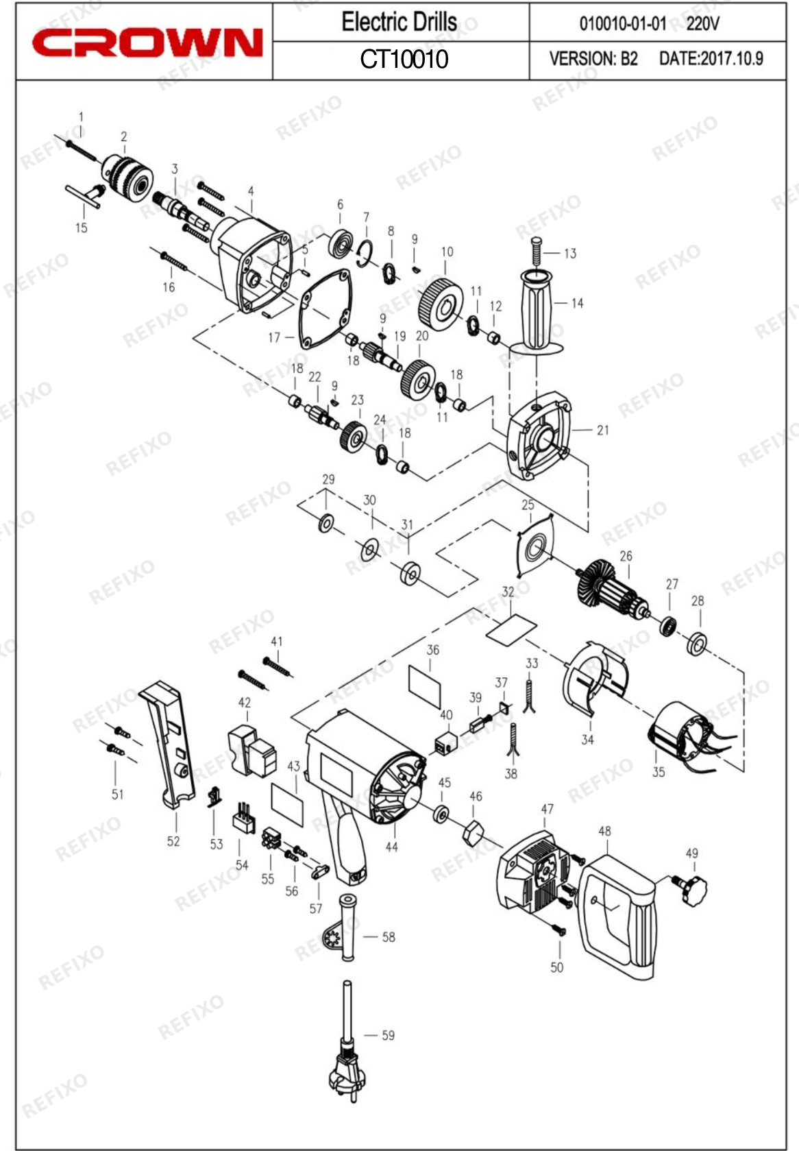 CROWN CT10010 — схема запчастей