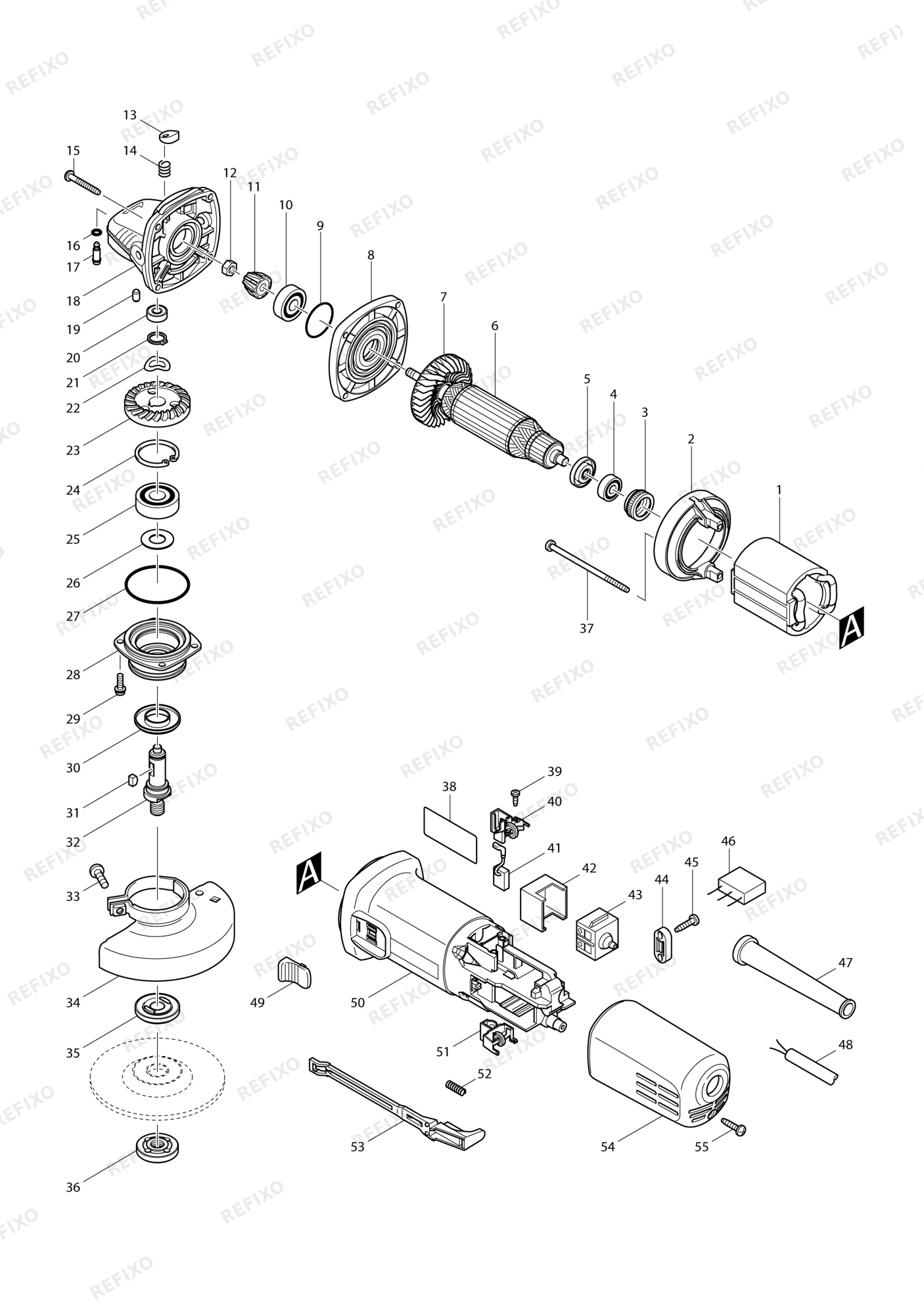 MAKITA 9556HN — схема запчастей