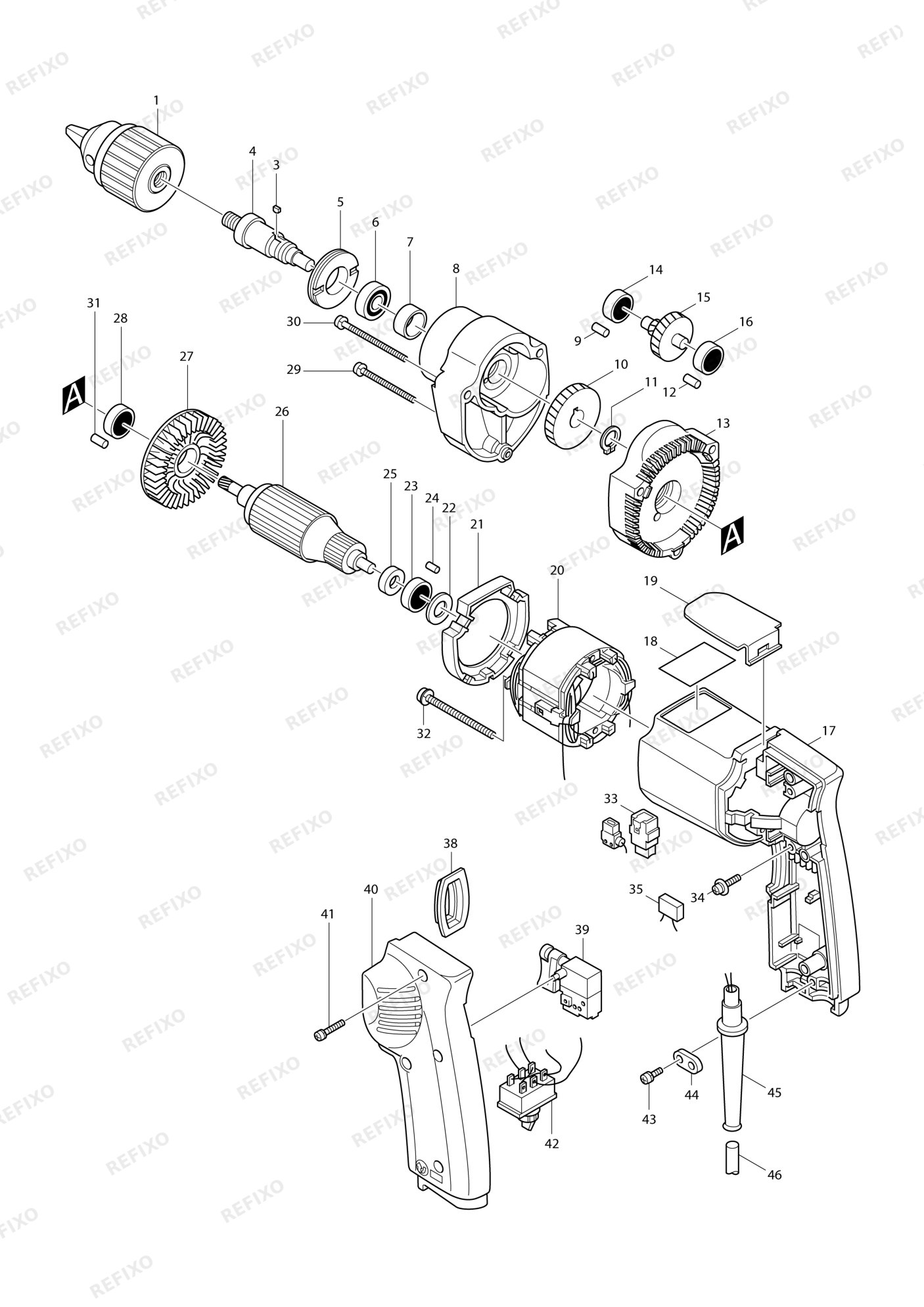 MAKITA 6402 — схема запчастей