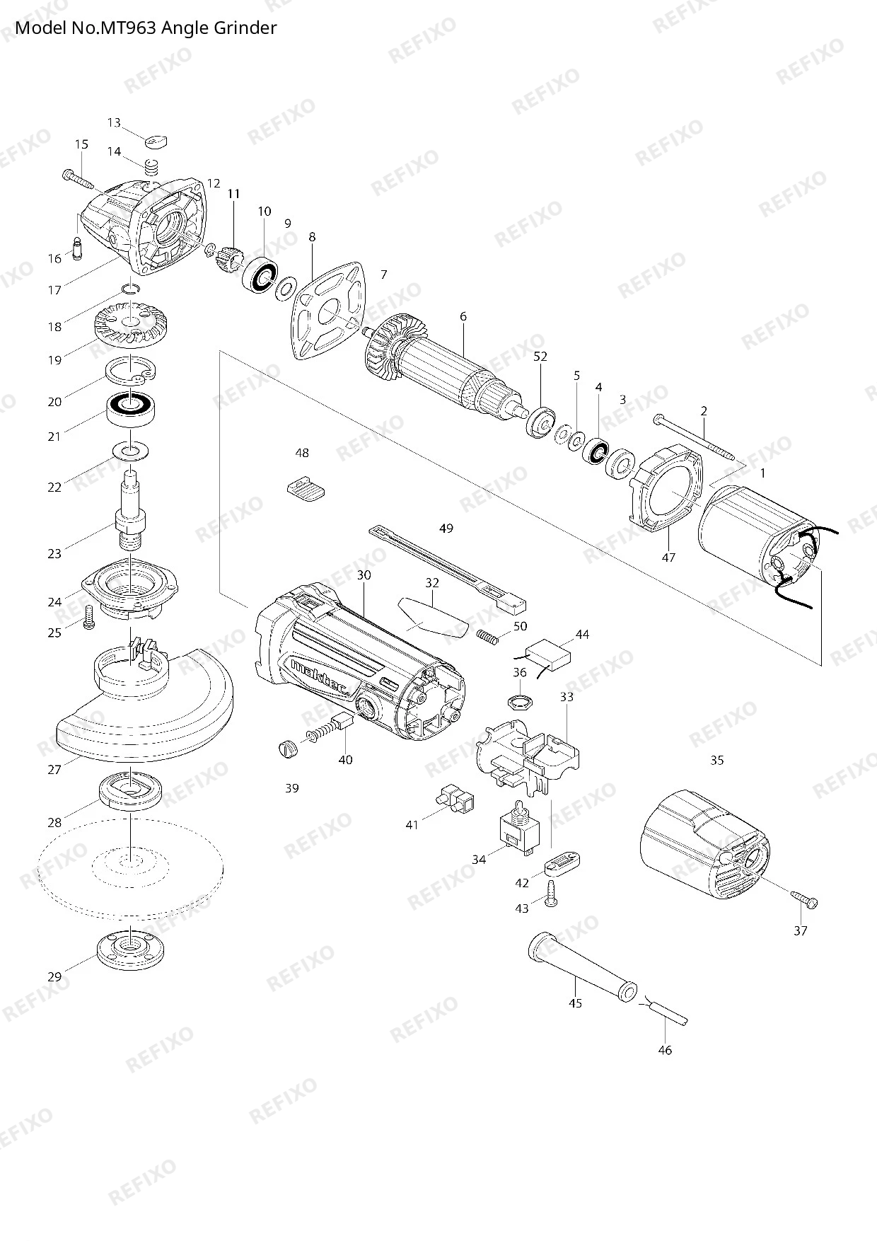 MAKITA MT963 — схема запчастей