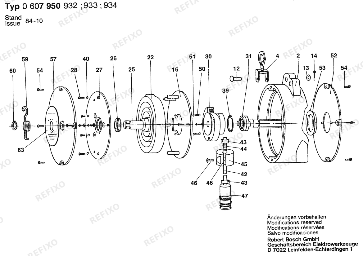 Bosch Federzug DL (0 607 950 934) — схема запчастей