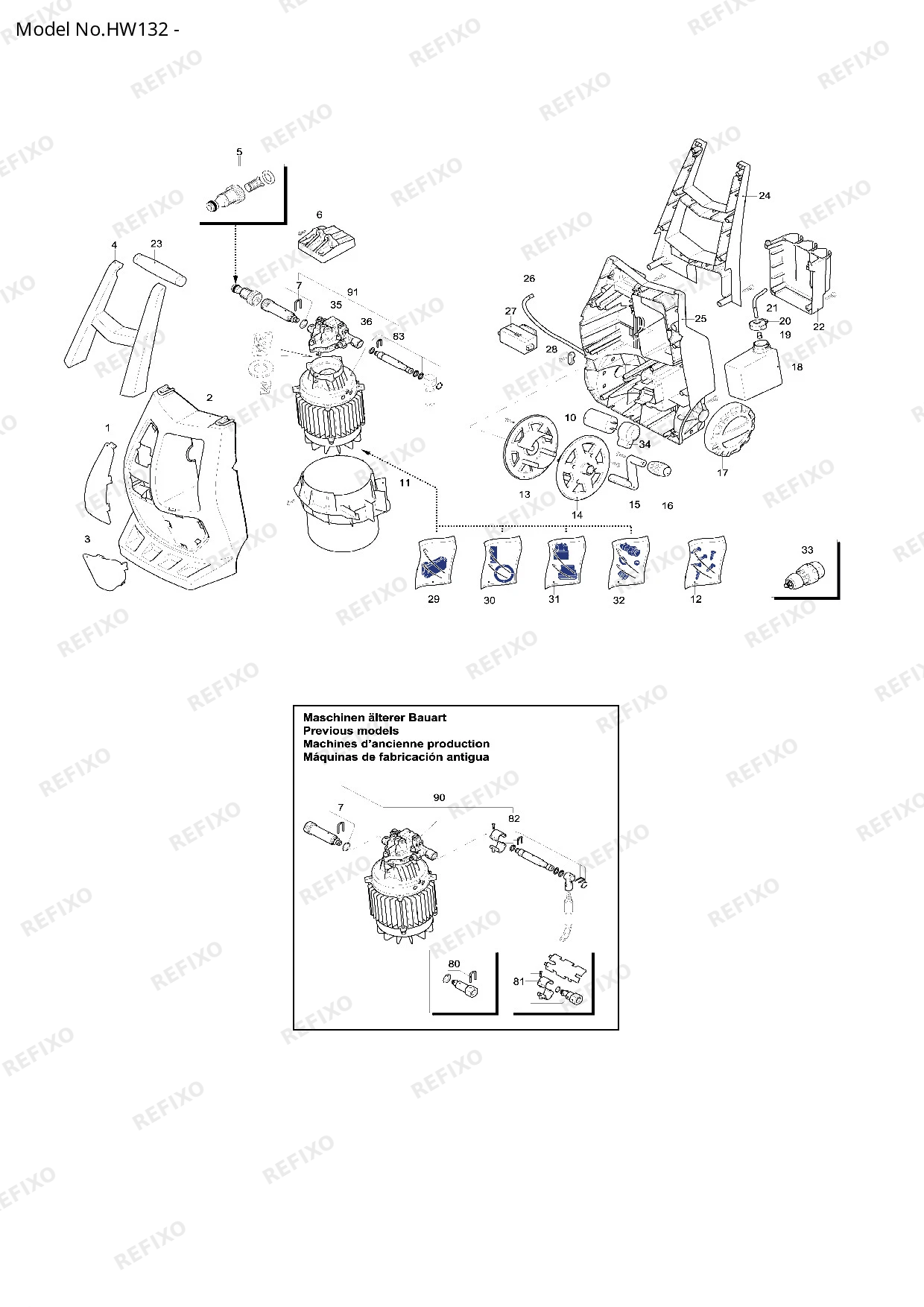 MAKITA HW132 — схема запчастей