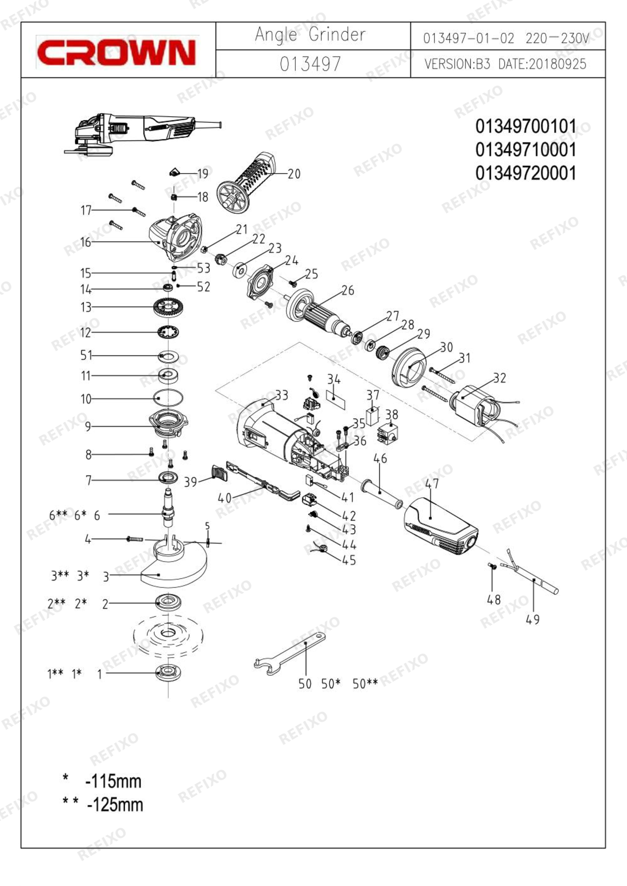 CROWN CT13497 125 — схема запчастей