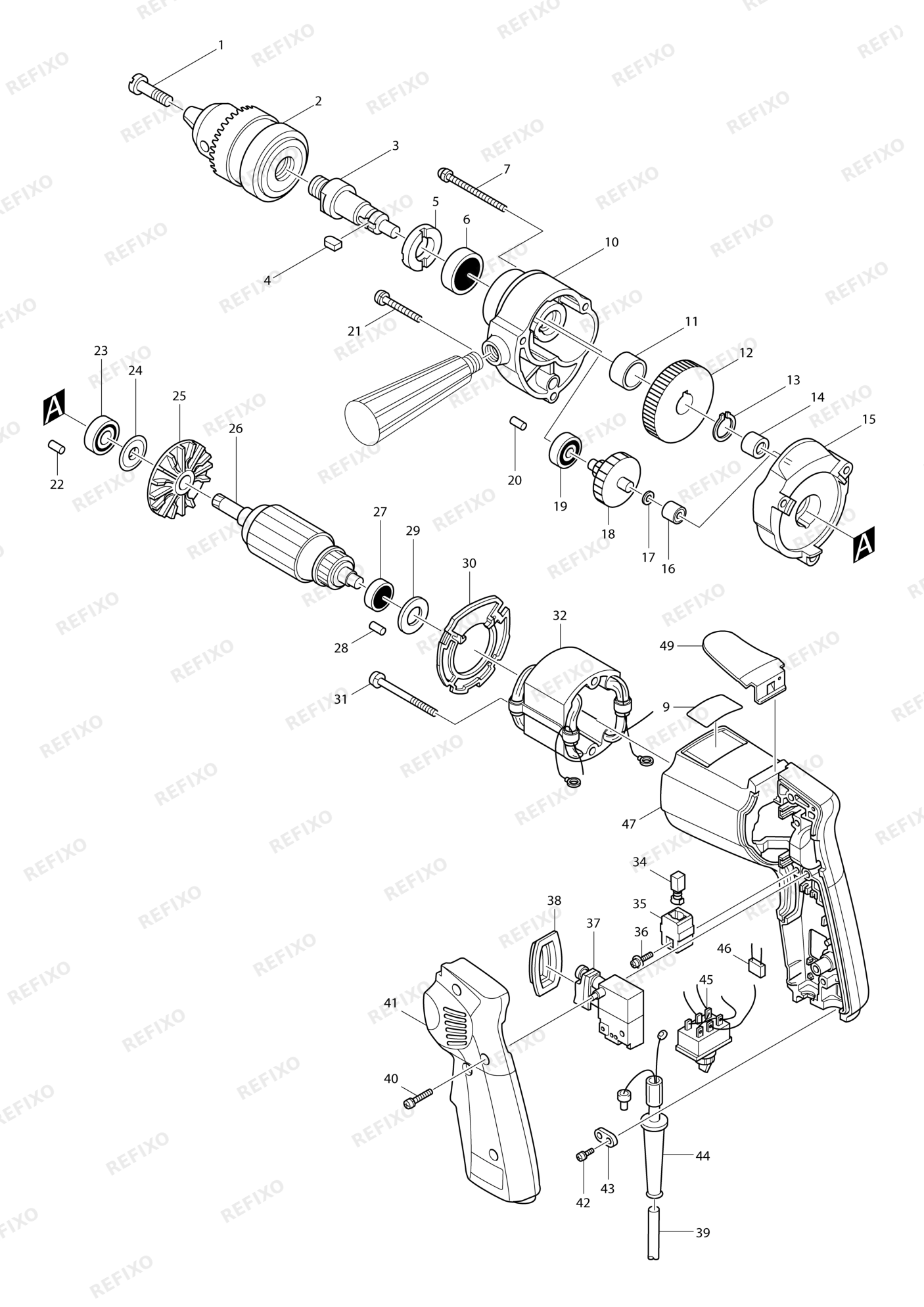 MAKITA DP4700 — схема запчастей