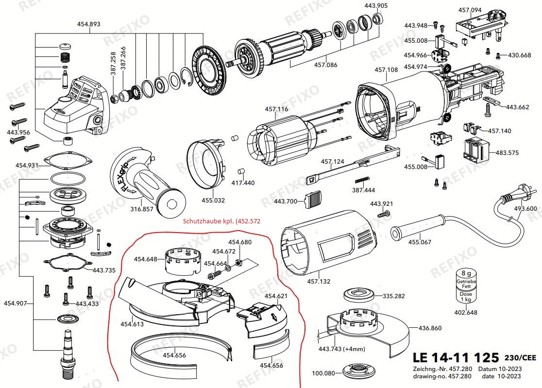 Flex LE 14-11 125 230CEE — схема запчастей