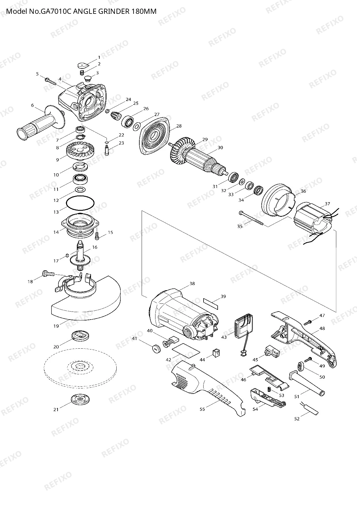 MAKITA GA7010C — схема запчастей