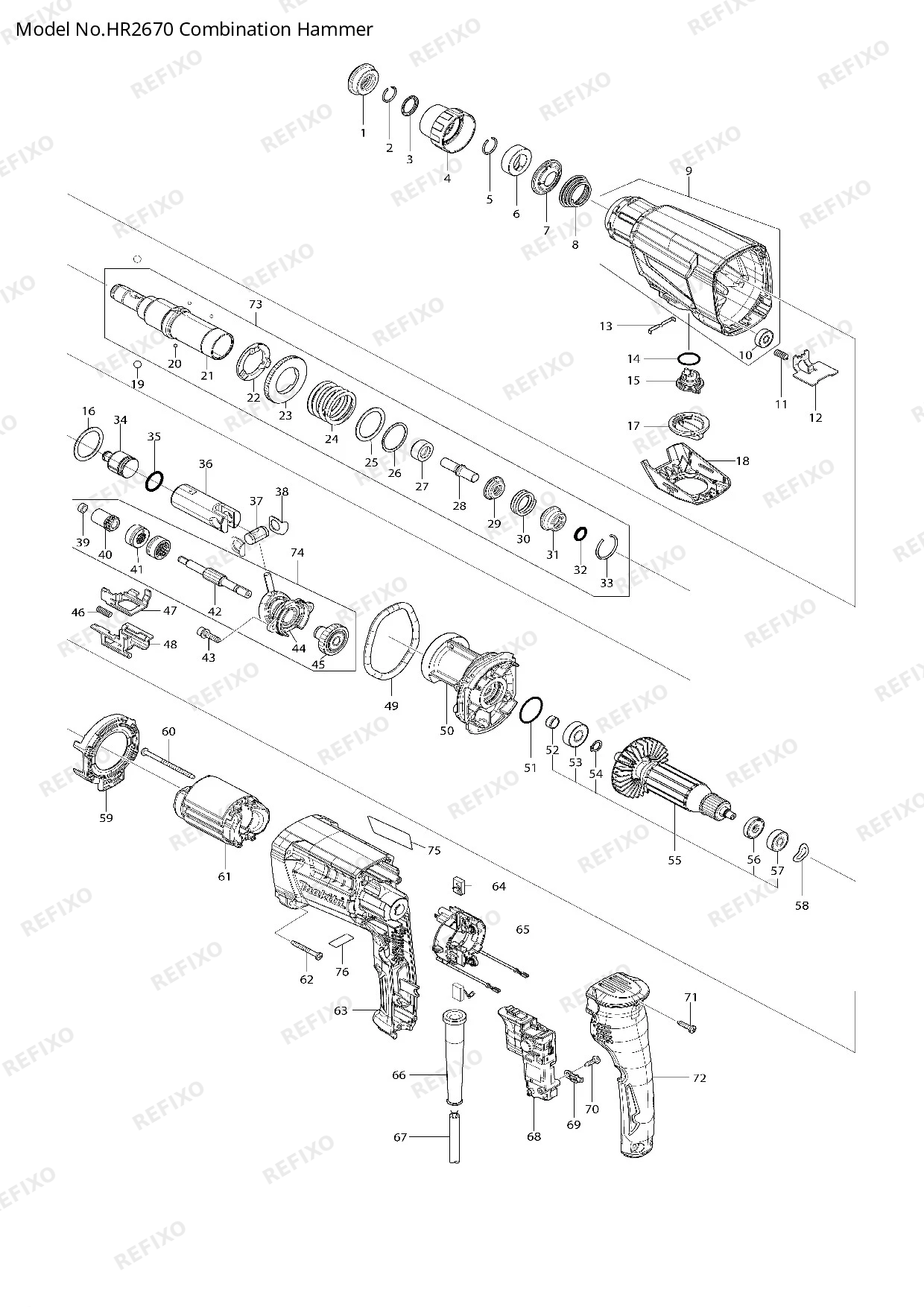 MAKITA HR2670 — схема запчастей