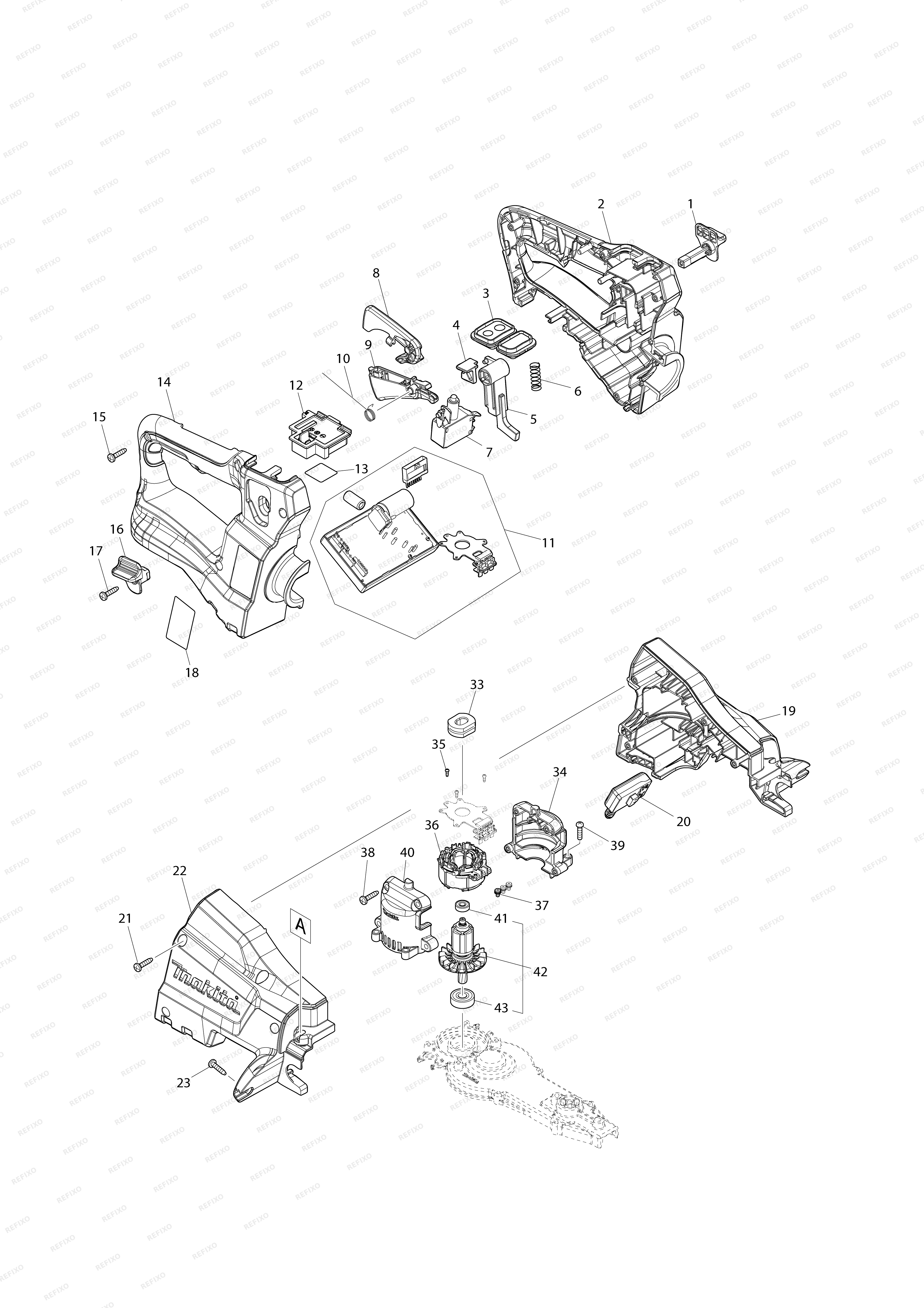 MAKITA DUH602 — схема запчастей