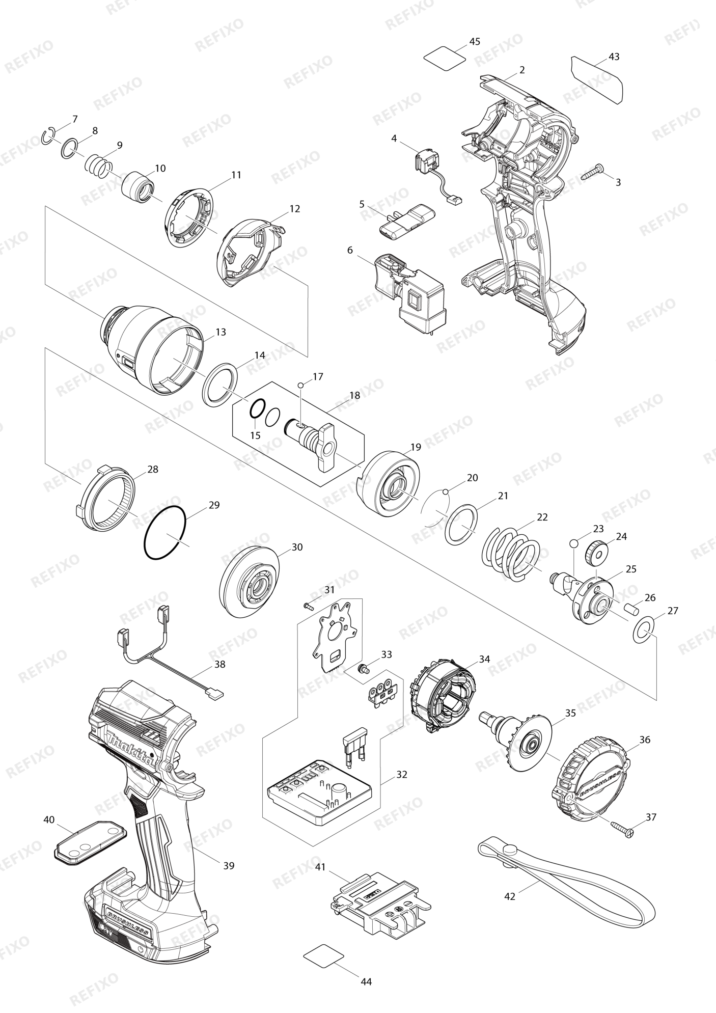MAKITA DTD171 — схема запчастей