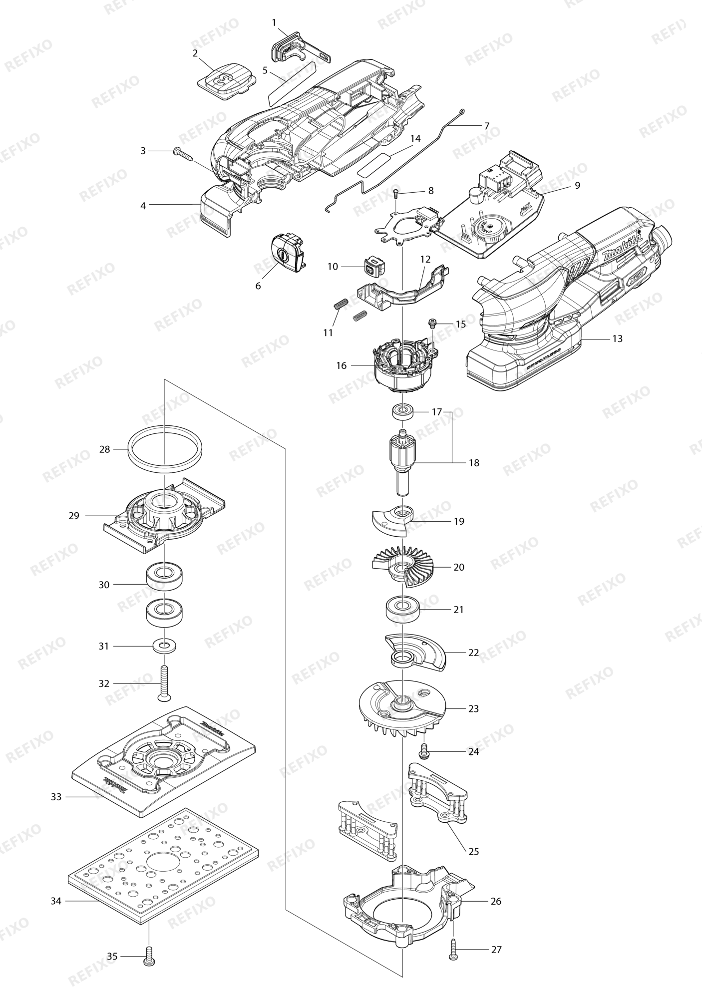 MAKITA BO005CG — схема запчастей