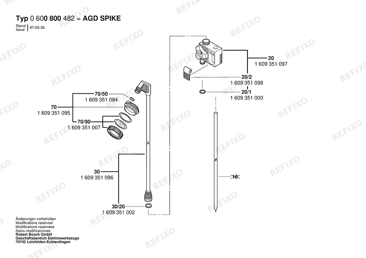 Bosch Dusche AGD SPIKE (0 600 800 482) — схема запчастей