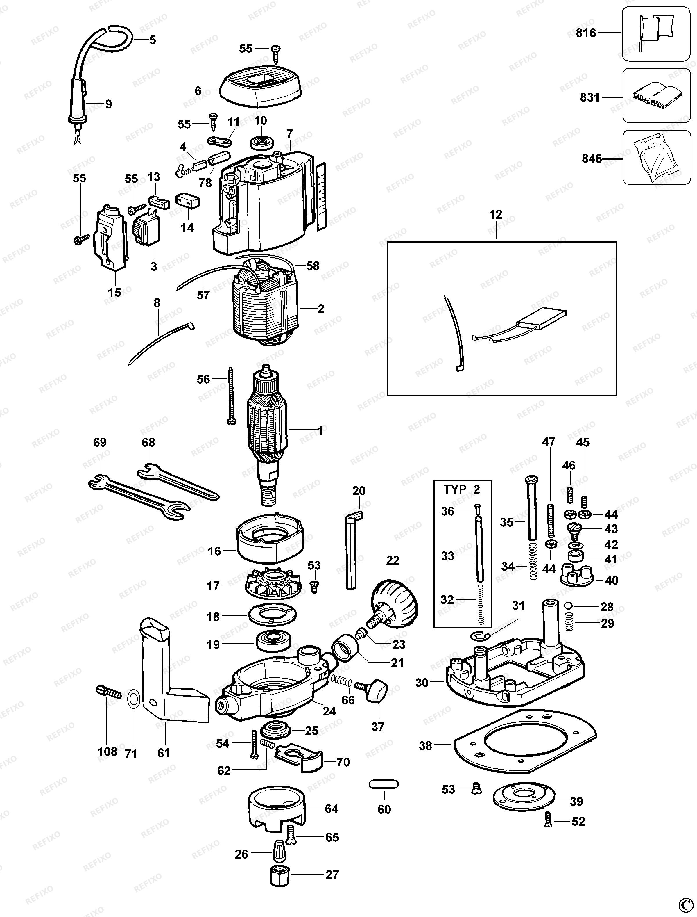 DeWalt ФРЕЗЕР D614-04 — схема запчастей