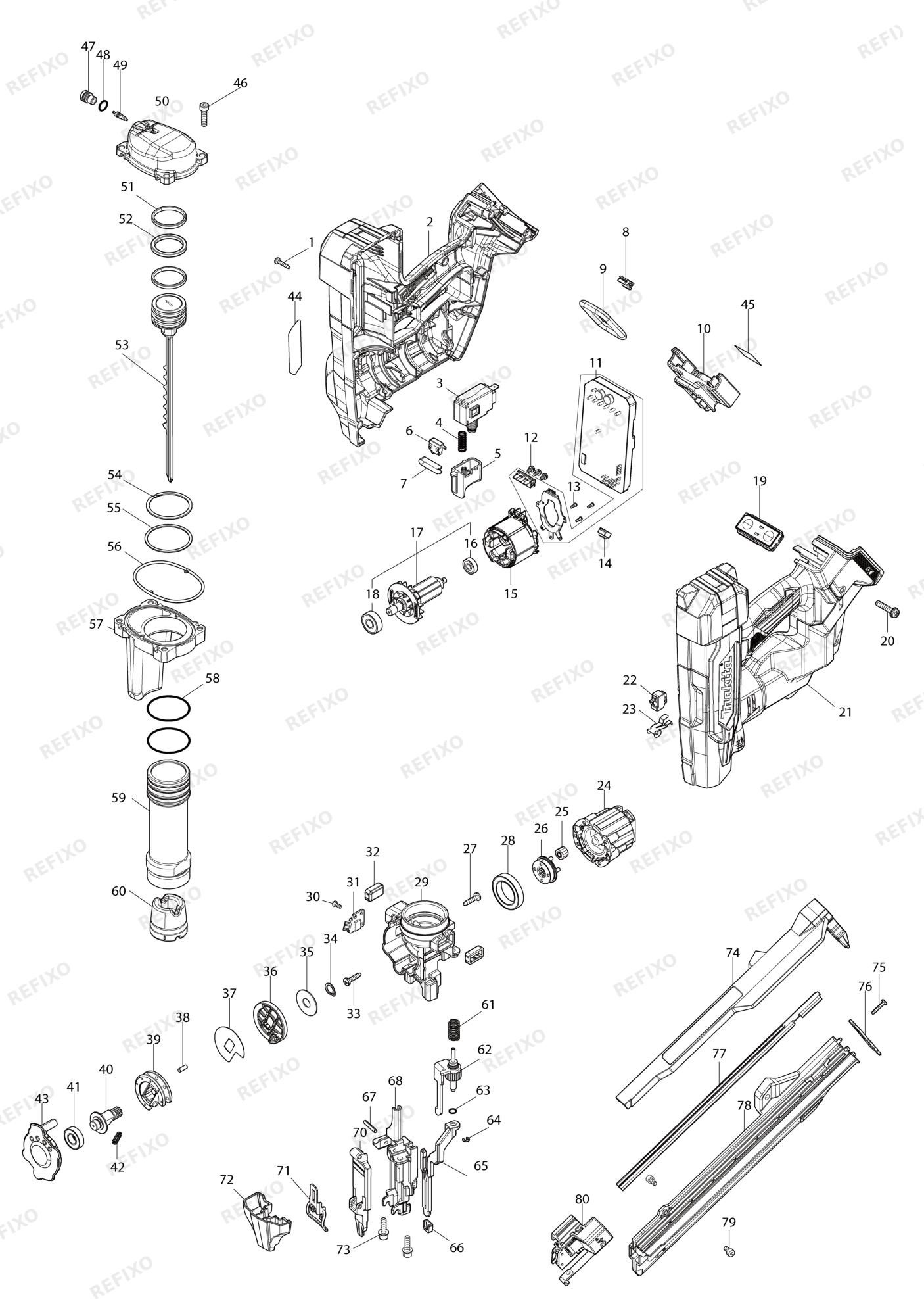 MAKITA DBN620 — схема запчастей