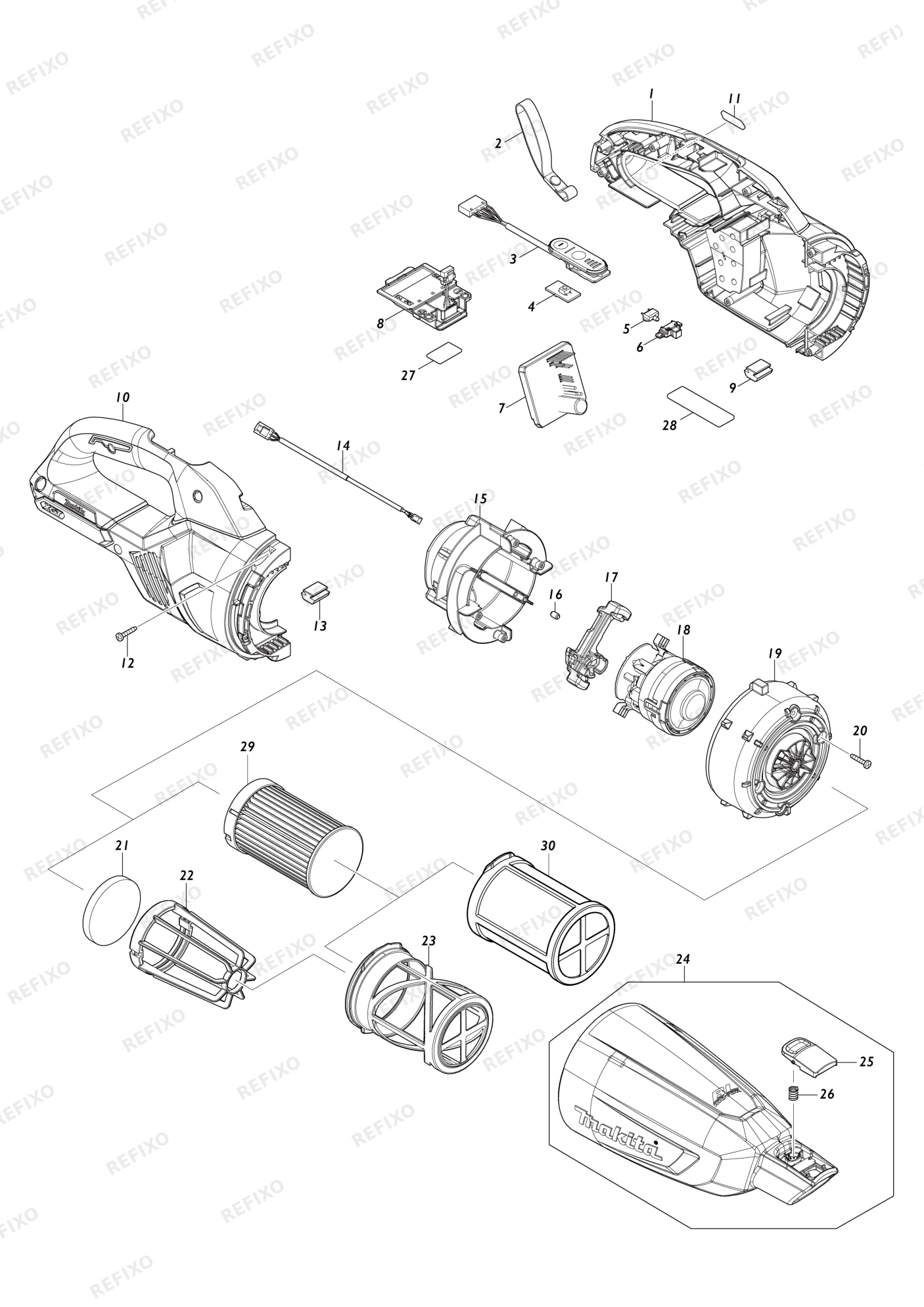MAKITA CL001G — схема запчастей