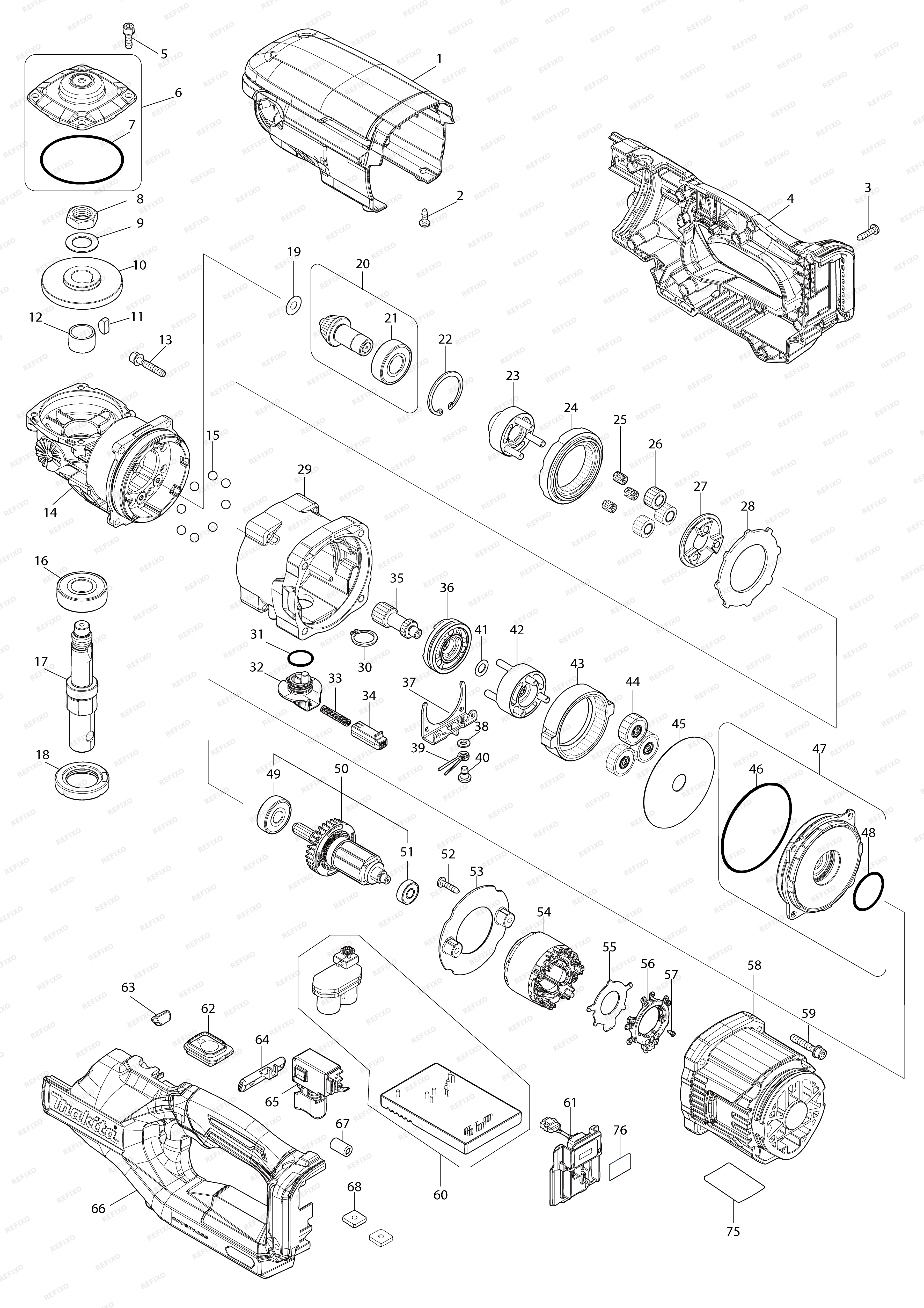 MAKITA DG002G — схема запчастей
