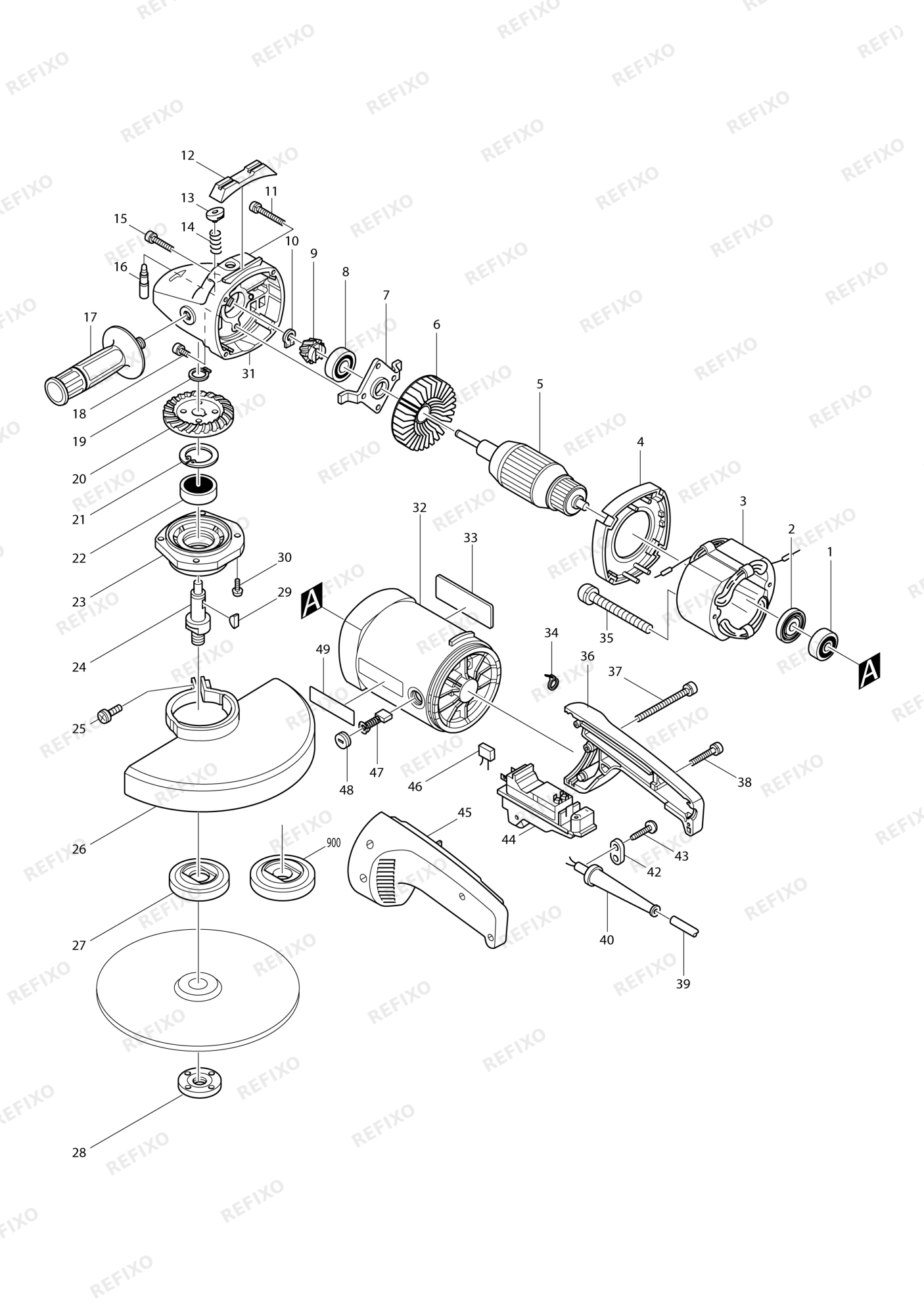 MAKITA 9027S — схема запчастей
