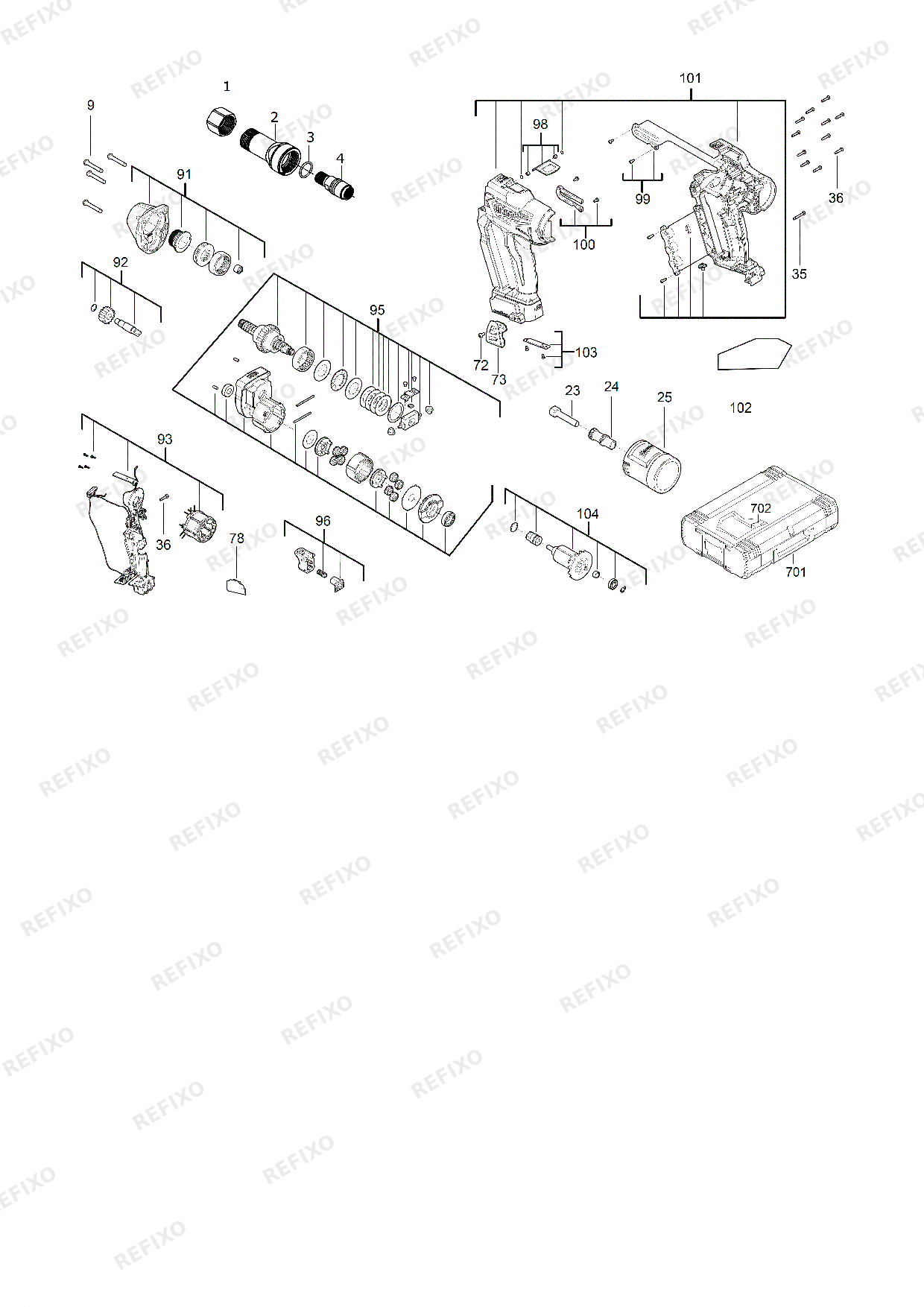 MILWAUKEE M18ONEFLT 0X 4933478637 4000483945 — схема запчастей