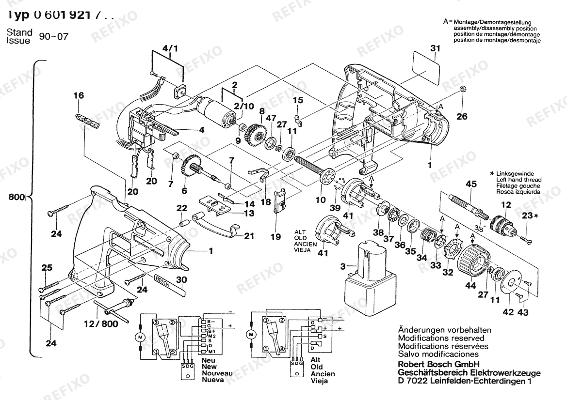Bosch Аккумуляторный - шуруповёрт CORDLESS SCREW DRIVE | 7.2 V | 006 - JP (0 601 921 738) — схема запчастей
