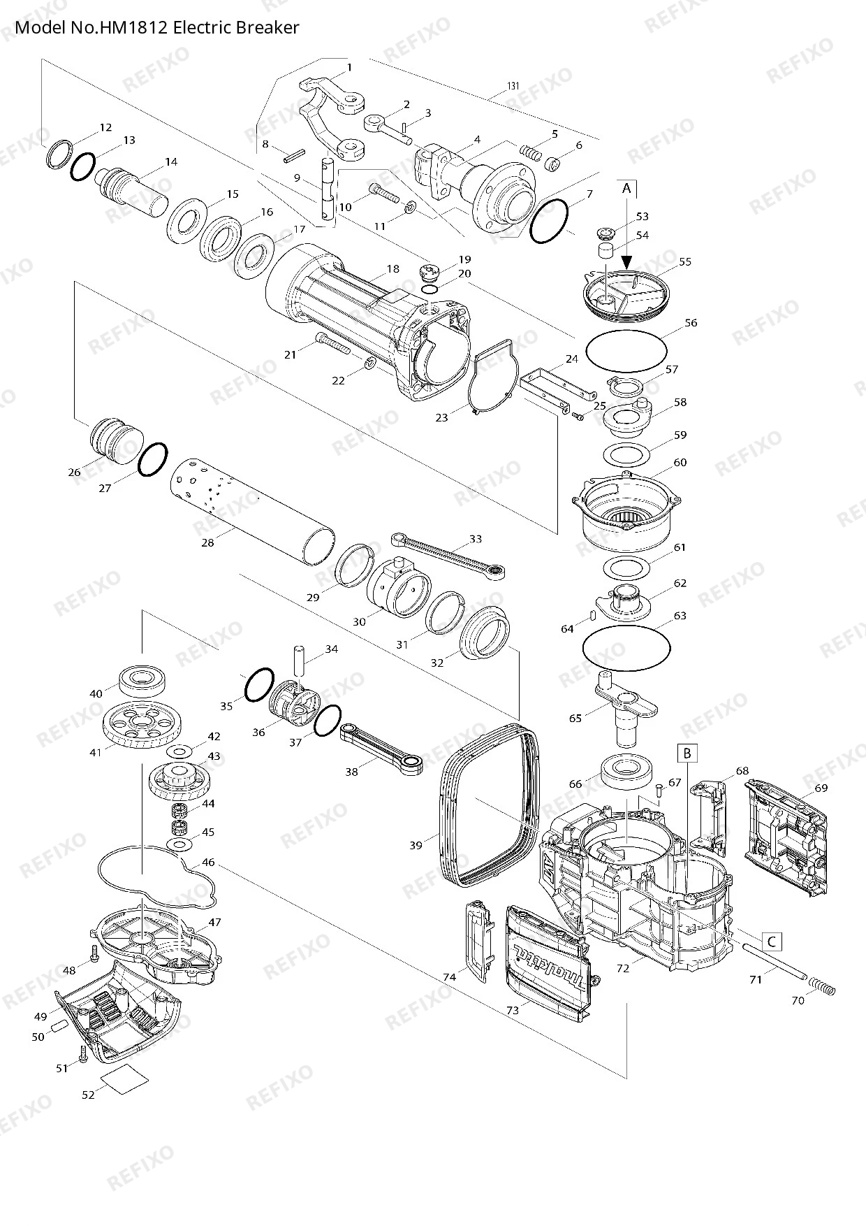 MAKITA HM1812 — схема запчастей