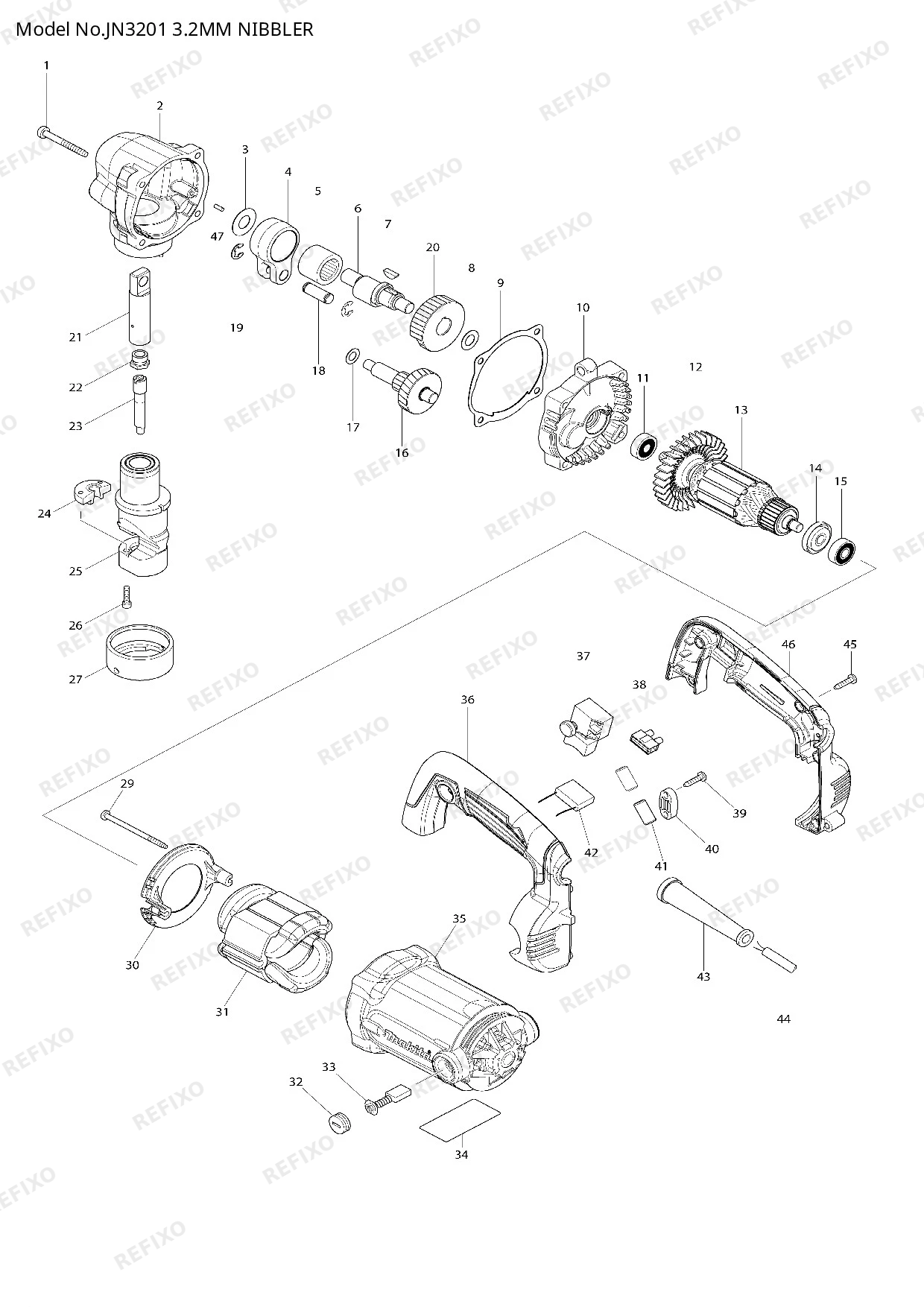 MAKITA JN3201 — схема запчастей