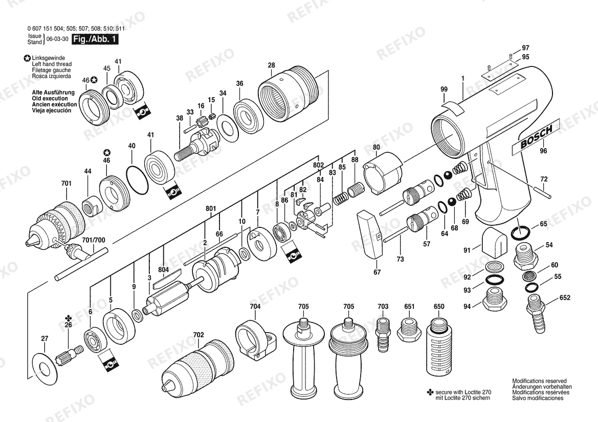 Bosch Pw- дрель -Ind PW-BOHRMASCHIN (0 607 151 504) — схема запчастей