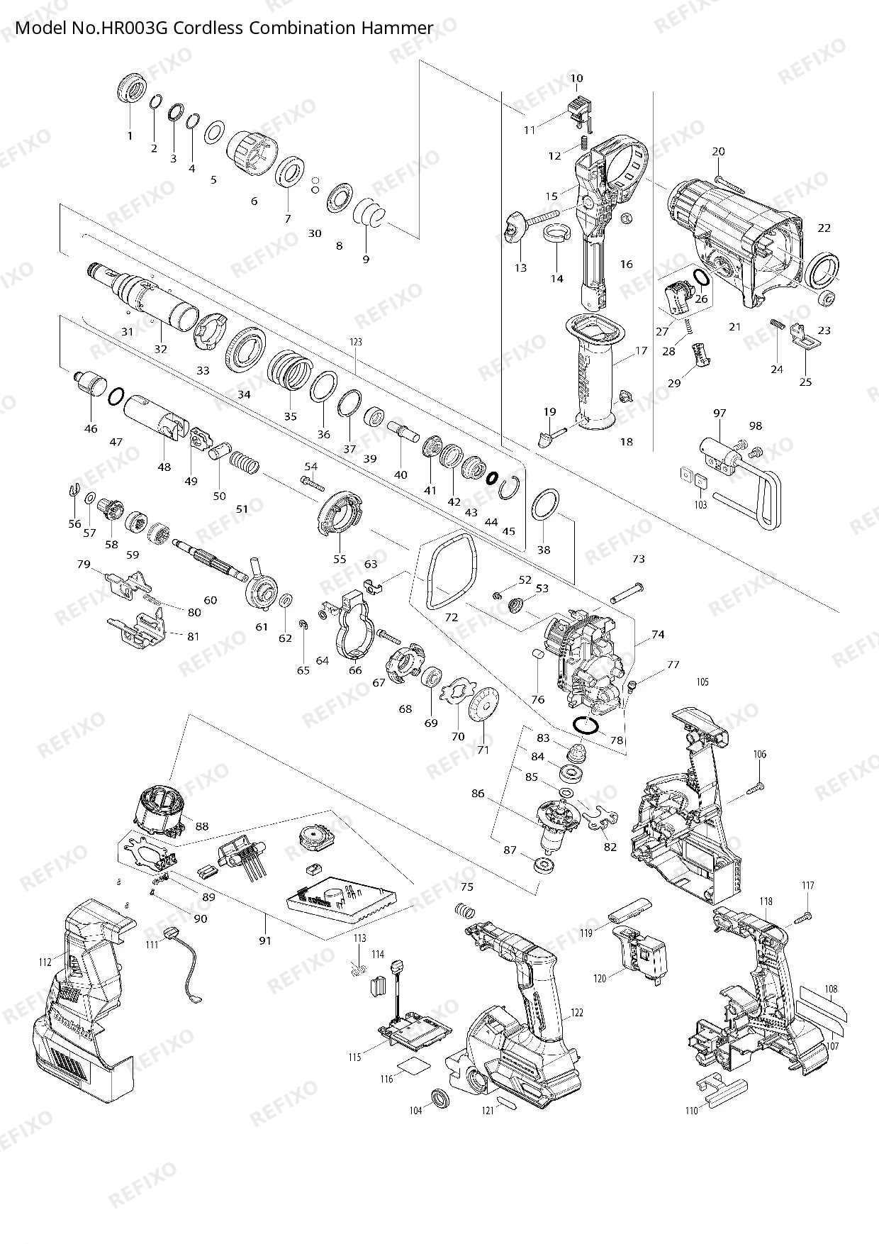 MAKITA HR003G — схема запчастей