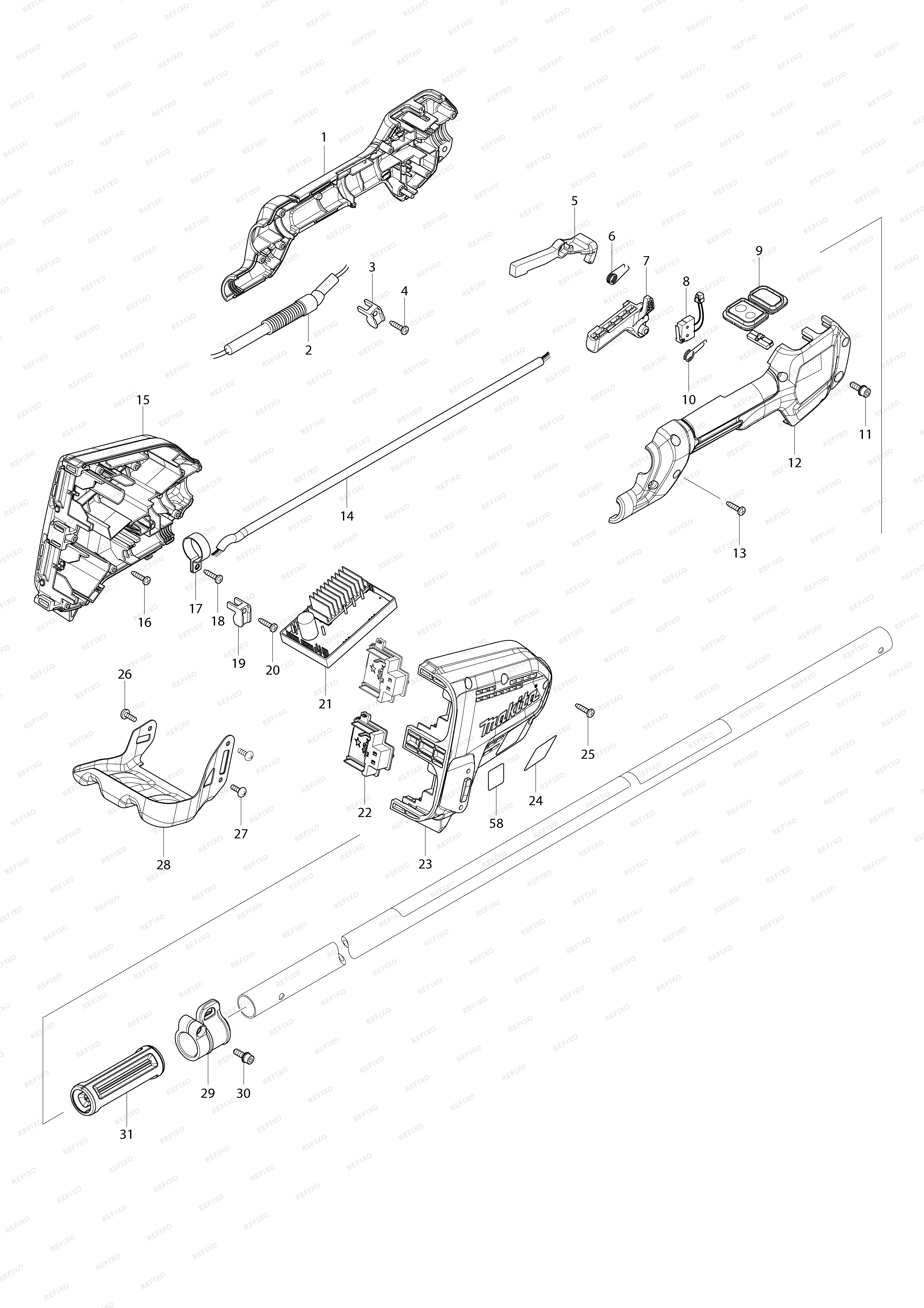MAKITA DUR364L — схема запчастей