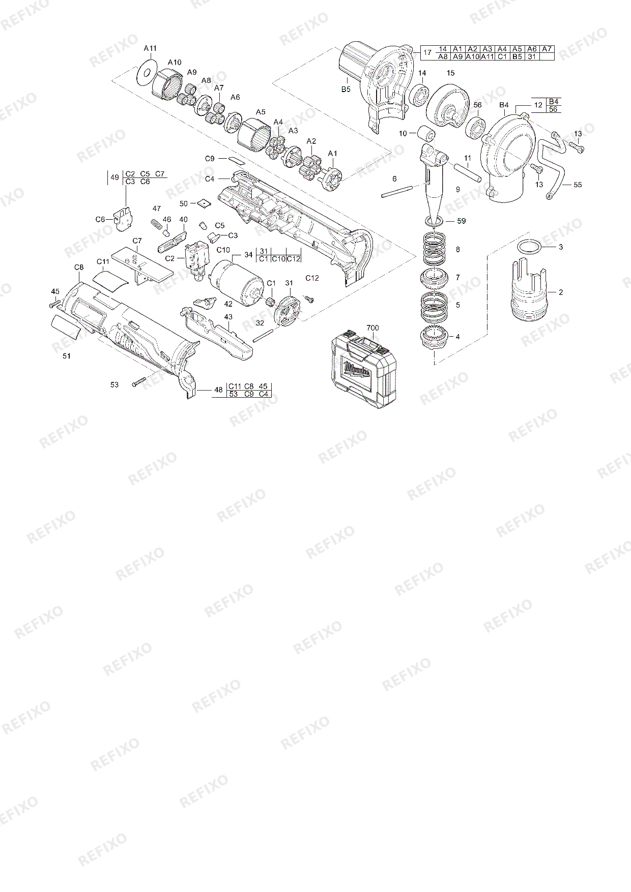 MILWAUKEE C12PXP 202C 4933427247 4000448986 — схема запчастей