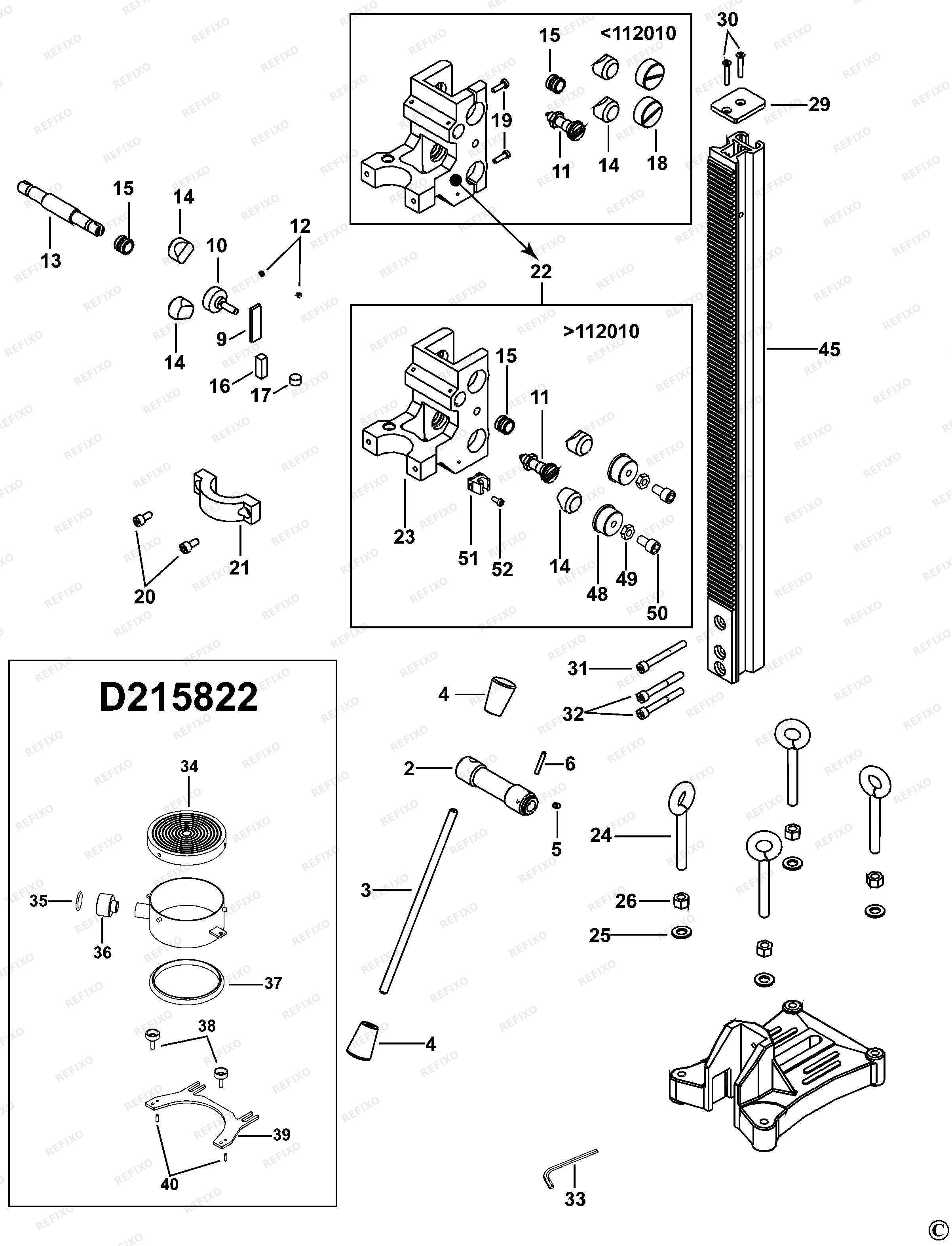 DeWalt СТОЙКА ДЛЯ ДРЕЛИ D215821 — схема запчастей