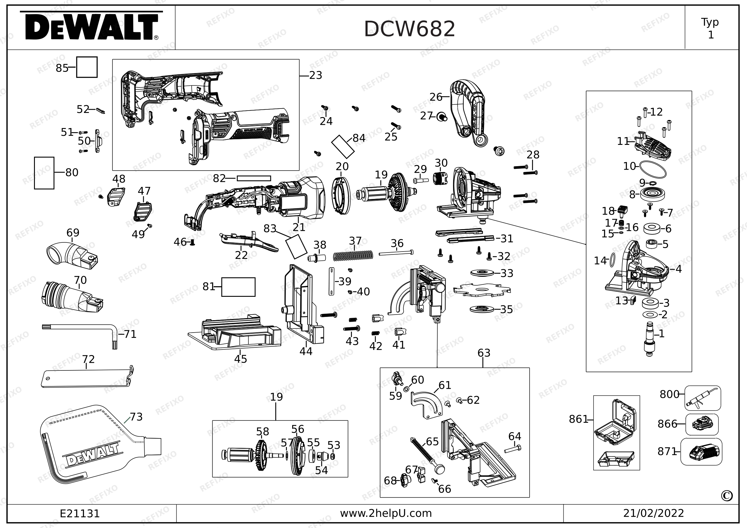 DeWalt Ð¤Ð£ÐÐÐÐÐ-Ð Ð£Ð¡Ð¢ÐÐÐÐ DCW682P2 — схема запчастей
