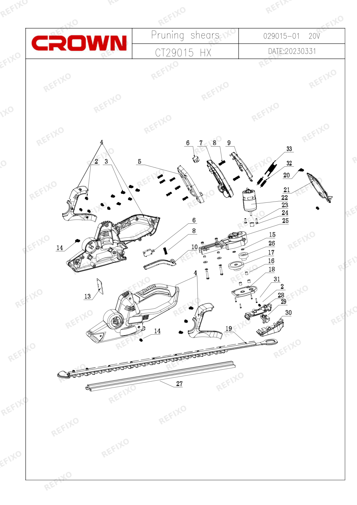 CROWN CT29015HX — схема запчастей