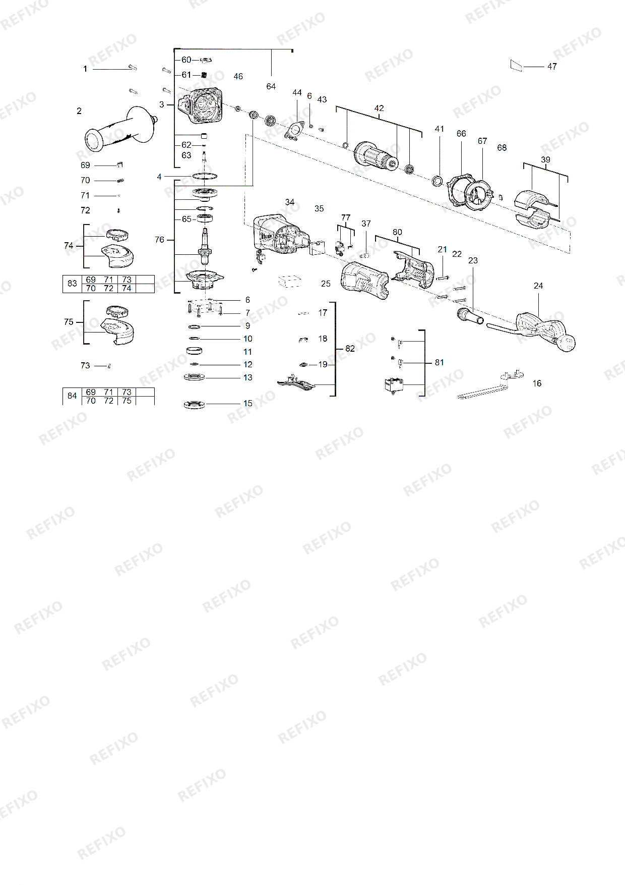 MILWAUKEE AG13 125XSPD IN2 4933451577 4000458015 — схема запчастей