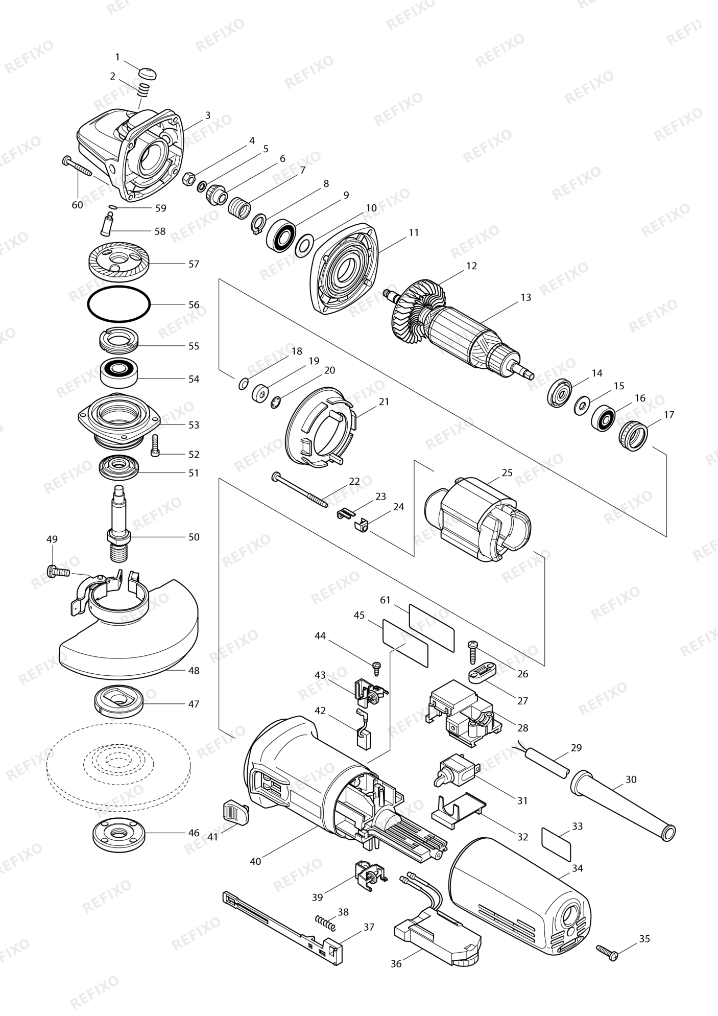 MAKITA 9562CVR — схема запчастей