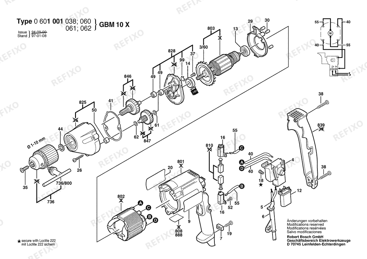 Bosch Дрель DRILL | 230 V | 018 - HK (0 601 001 061) — схема запчастей