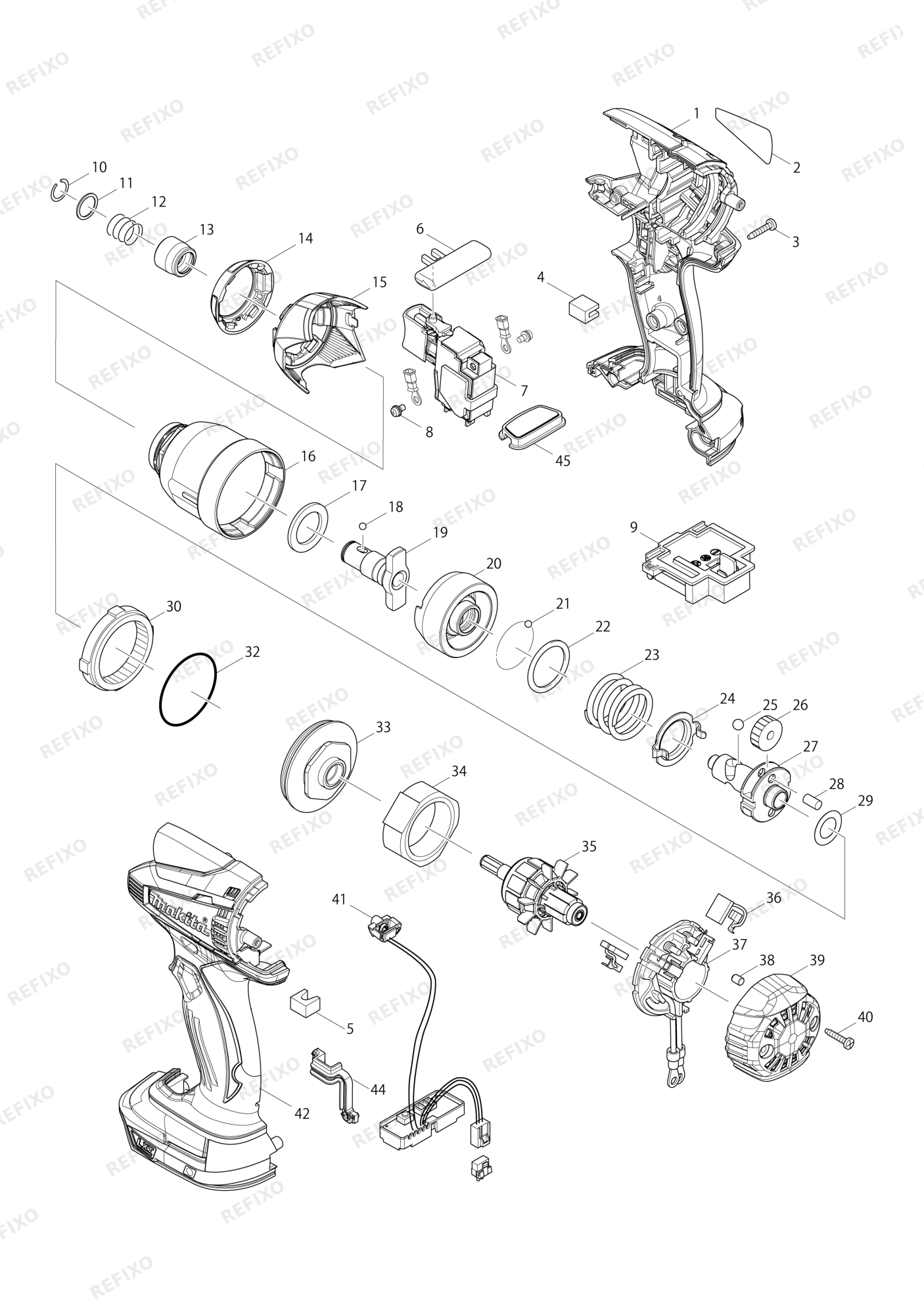 MAKITA DTD146 — схема запчастей