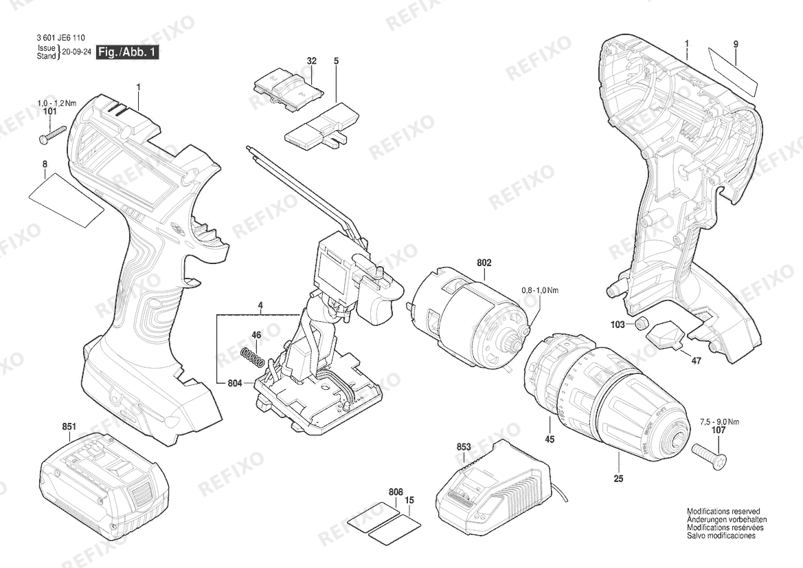 Bosch Gw- аккумуляторный - шуруповёрт DDS181A | 18 V | 061 - US (3 601 JE6 110) — схема запчастей