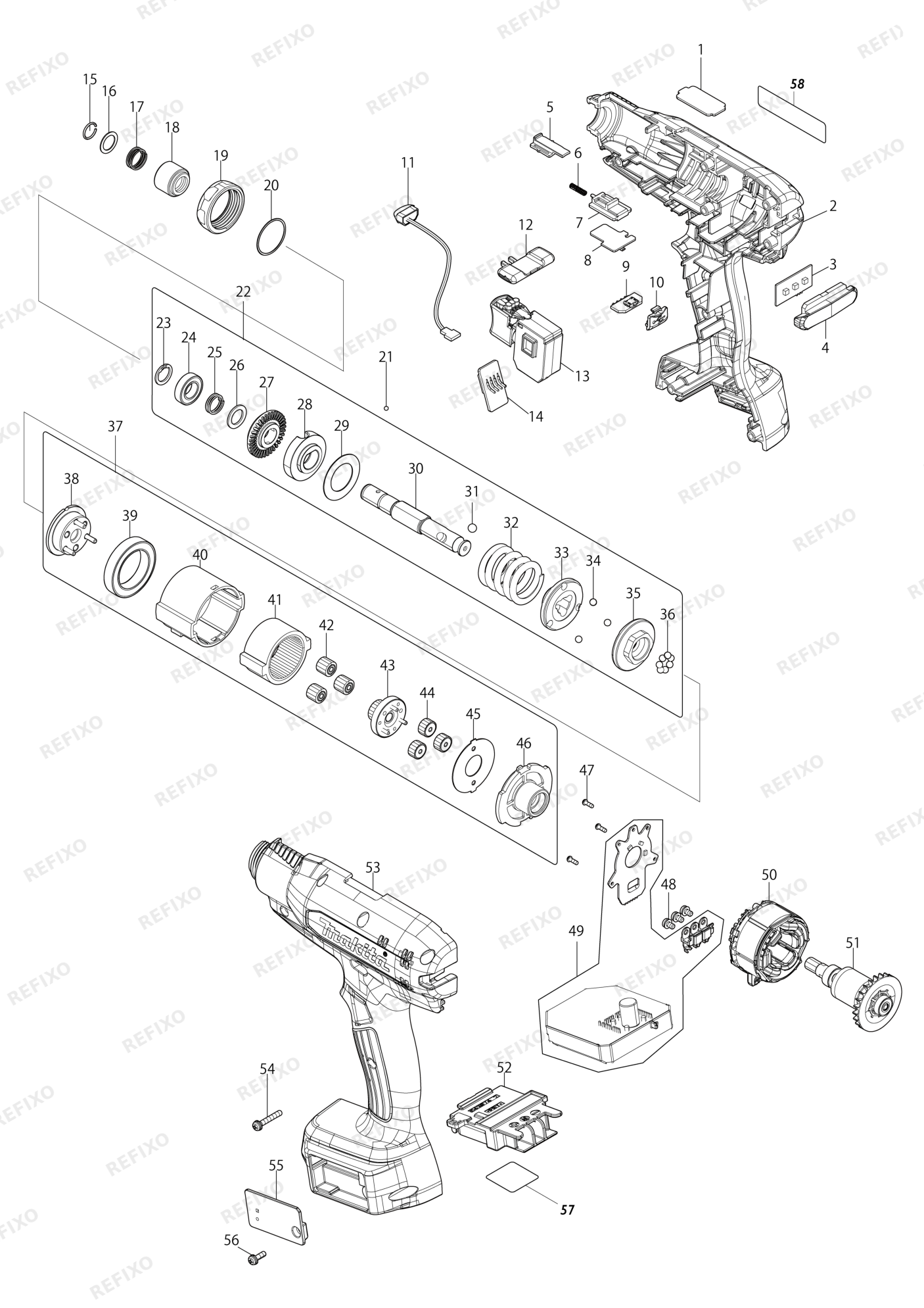 MAKITA DFT087F — схема запчастей