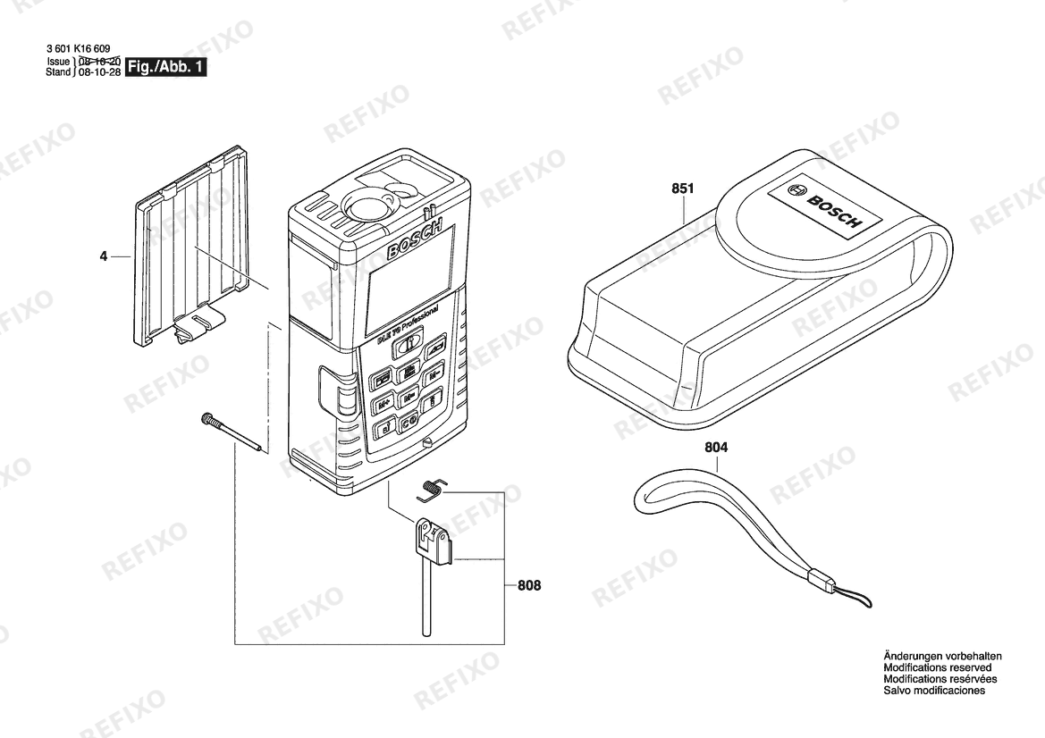 Bosch Entfernungsmesser DLE 70 | 001 - EU (3 601 K16 609) — схема запчастей