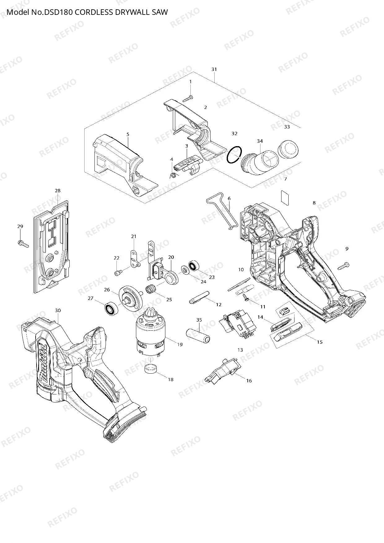 MAKITA DSD180 — схема запчастей