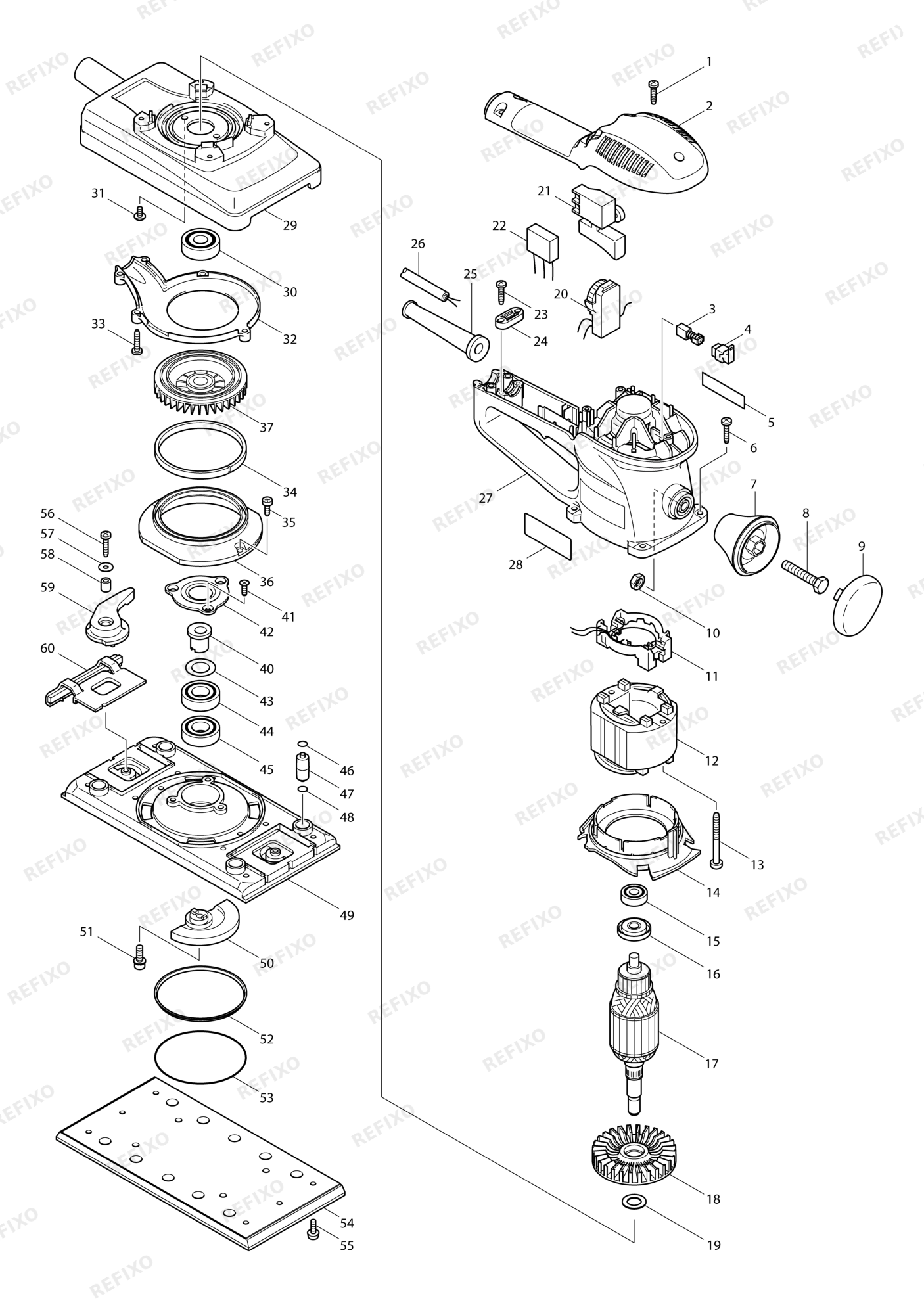 MAKITA BO4900V — схема запчастей