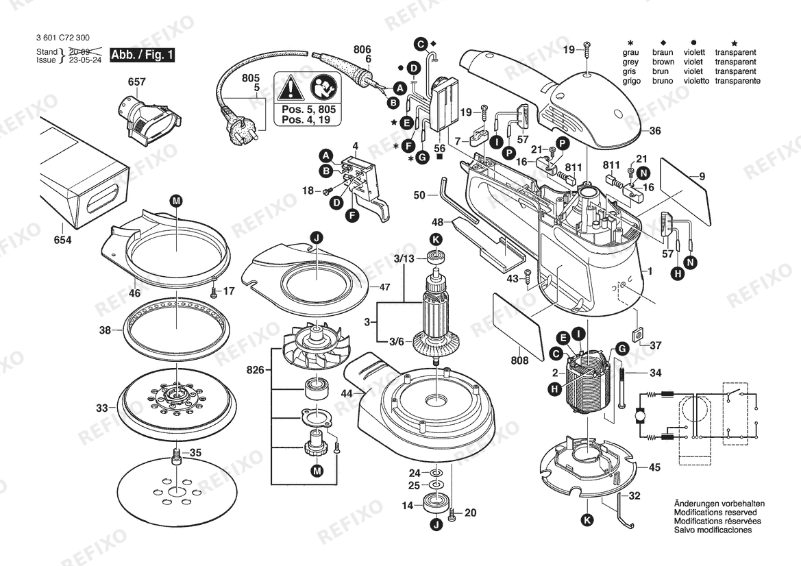 Bosch Эксцентриковая шлифмашина GEX 34-150 | 230 V | 036 - GB (3 601 C72 870) — схема запчастей