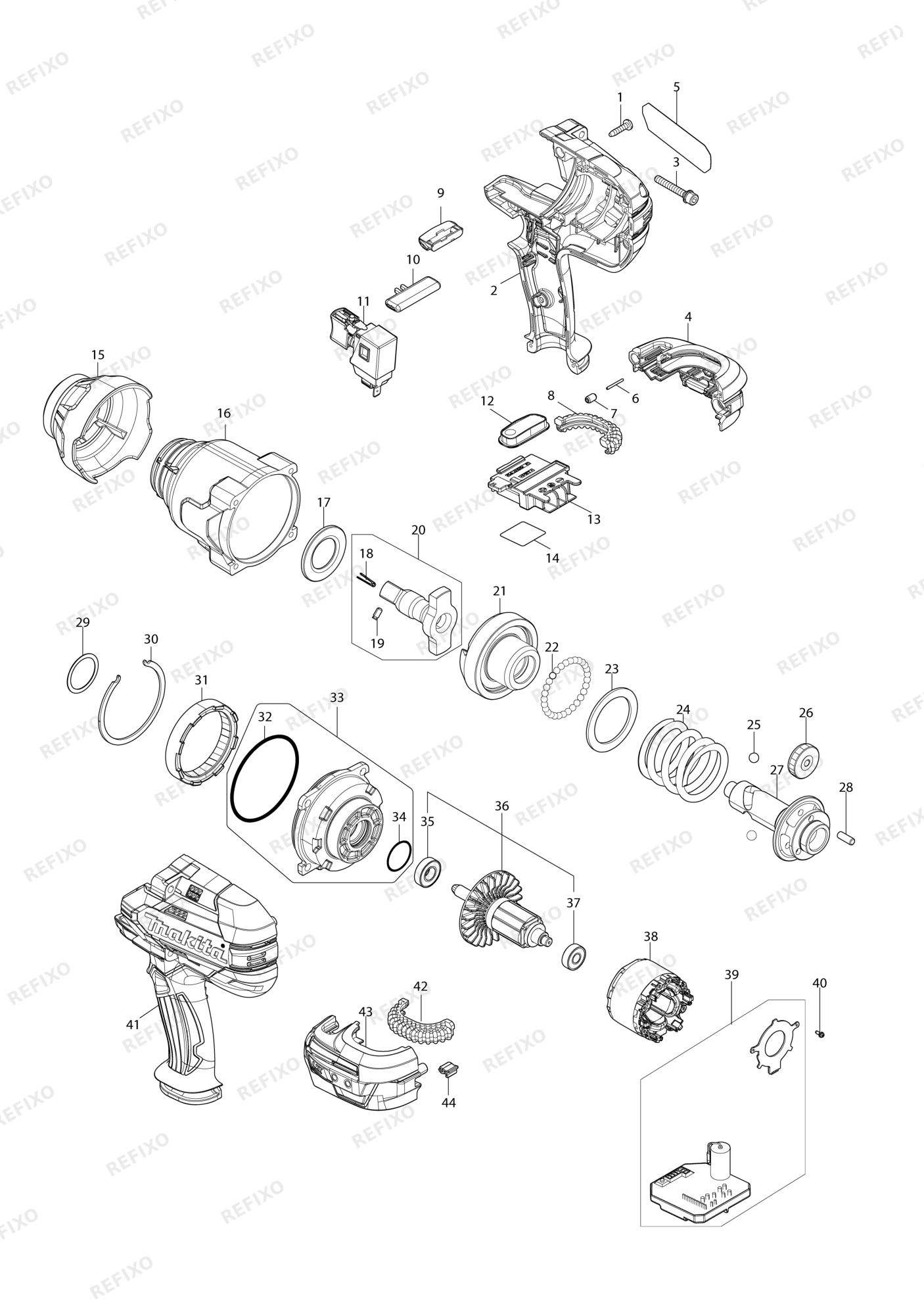 MAKITA DTW1004 — схема запчастей