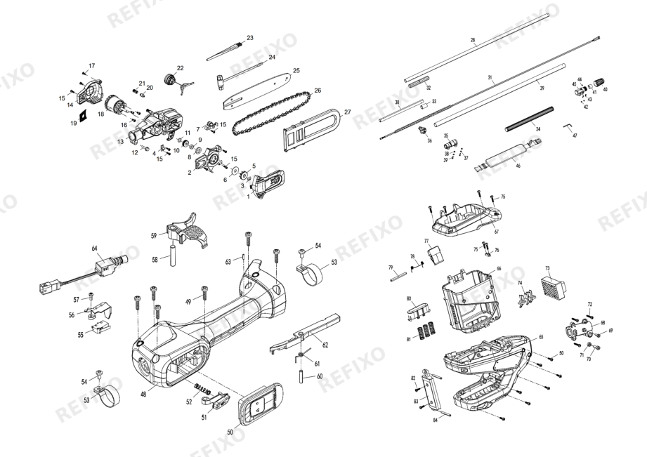 Greenworks 1402407RU-Exploded view — схема запчастей