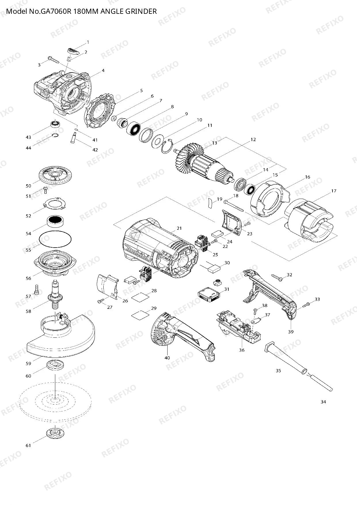 MAKITA GA7060R — схема запчастей