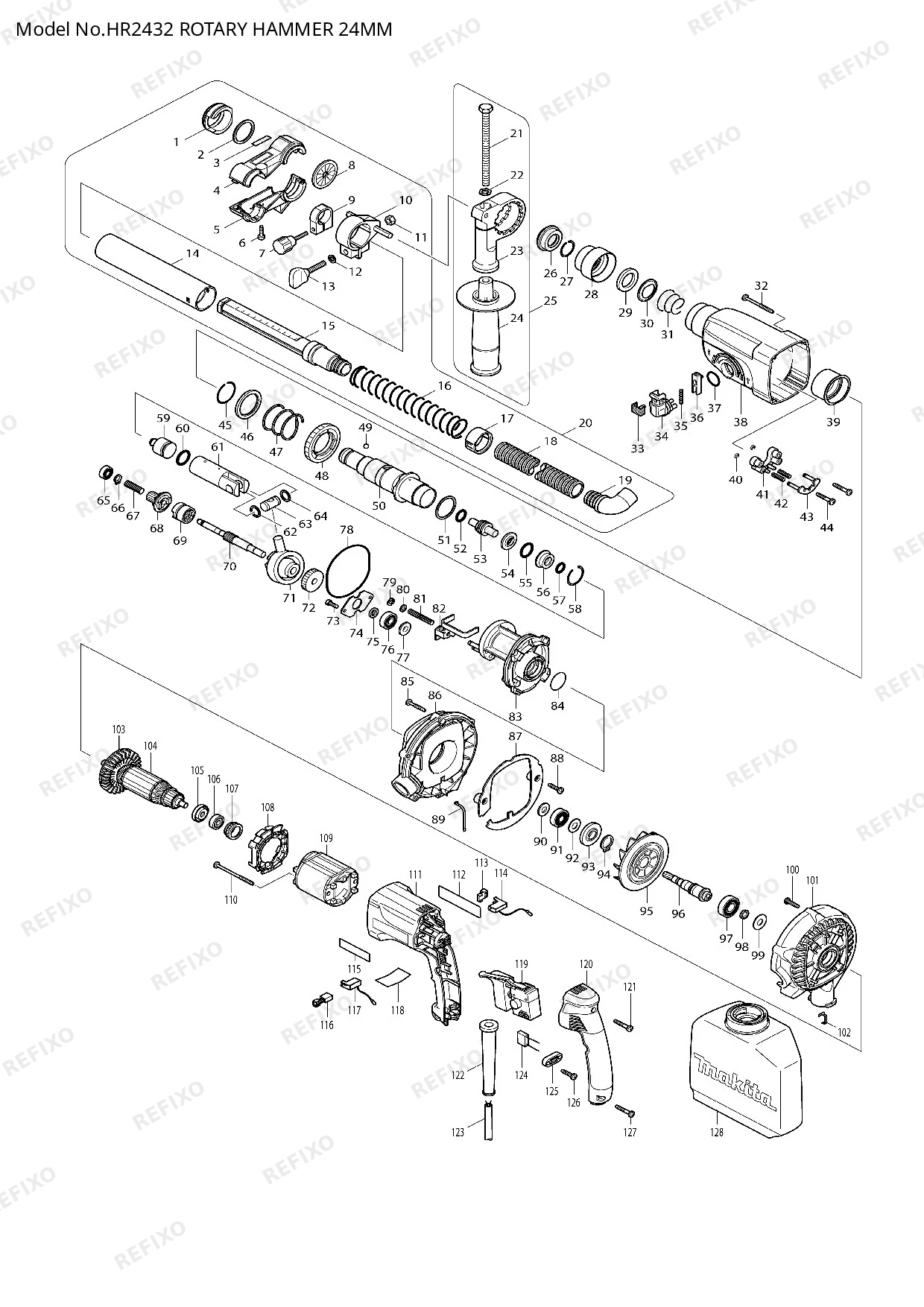 MAKITA HR2432 — схема запчастей