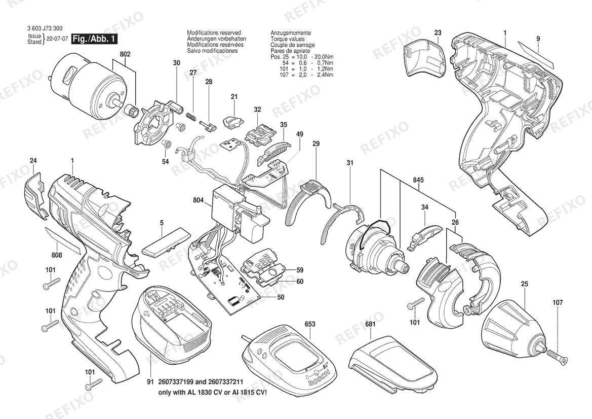 Bosch Аккумуляторный шуруповёрт PSR 18 LI-2 | 18 V | 001 - EU (3 603 J73 300) — схема запчастей