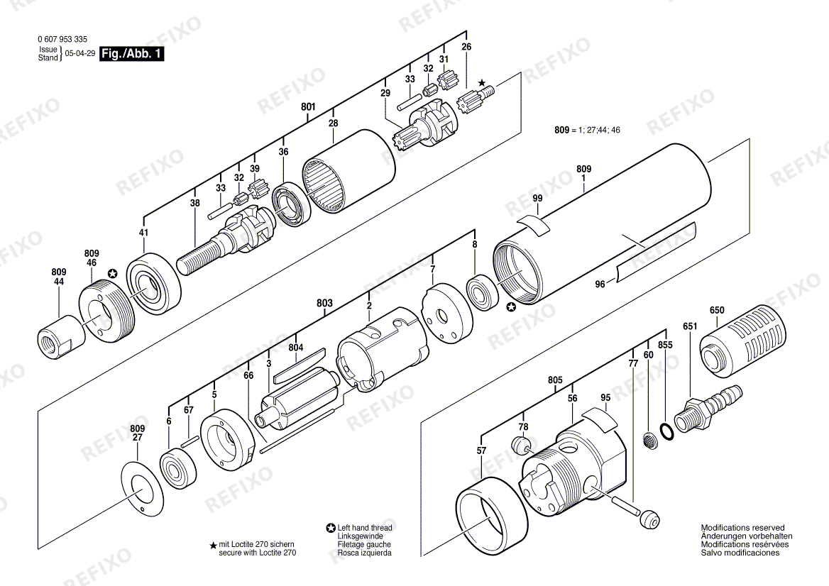 Bosch Einbaumotor 180 WATT-SERIE (0 607 953 335) — схема запчастей
