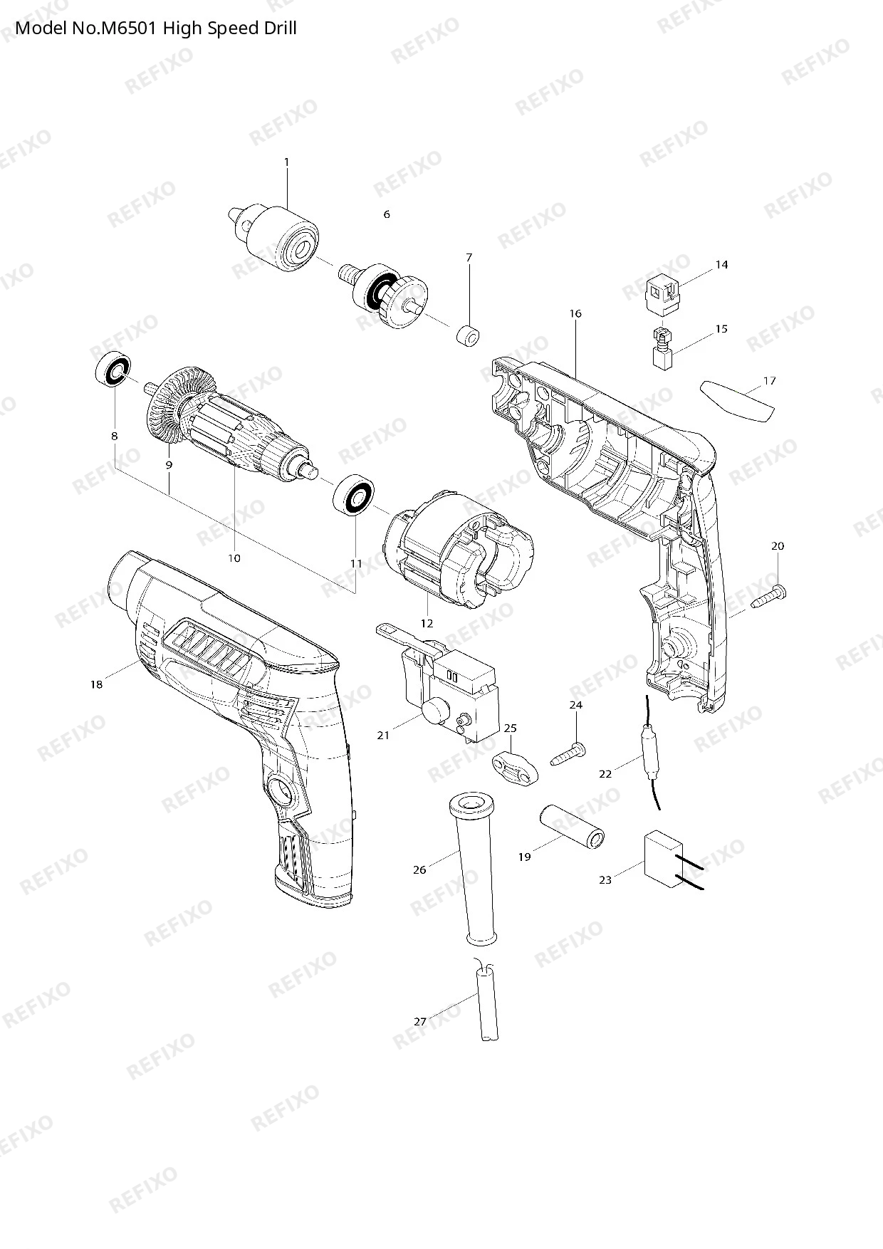 MAKITA M6501 — схема запчастей